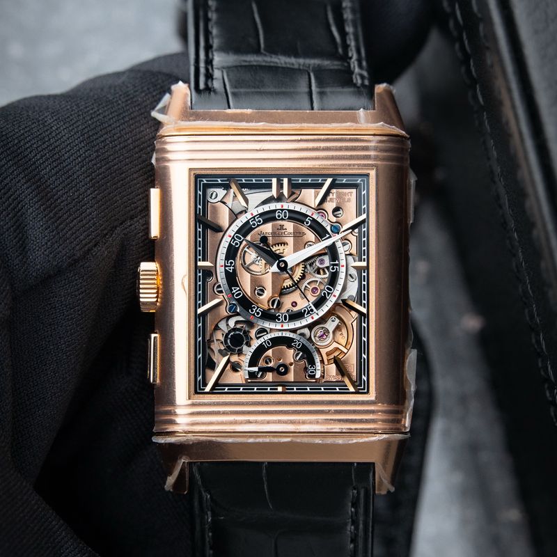 Jaeger-LeCoultre Reverso Tribute STICKERED Q4/2025 Chronograph Skeleton Rose Gold Limited Edition 216.2.S0