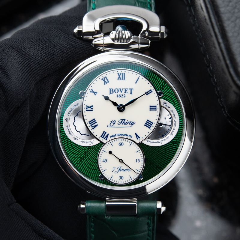Bovet 19Thirty Fleurier RARE UNWORN 8/2025 Ivory Green Guilloche 7 Days