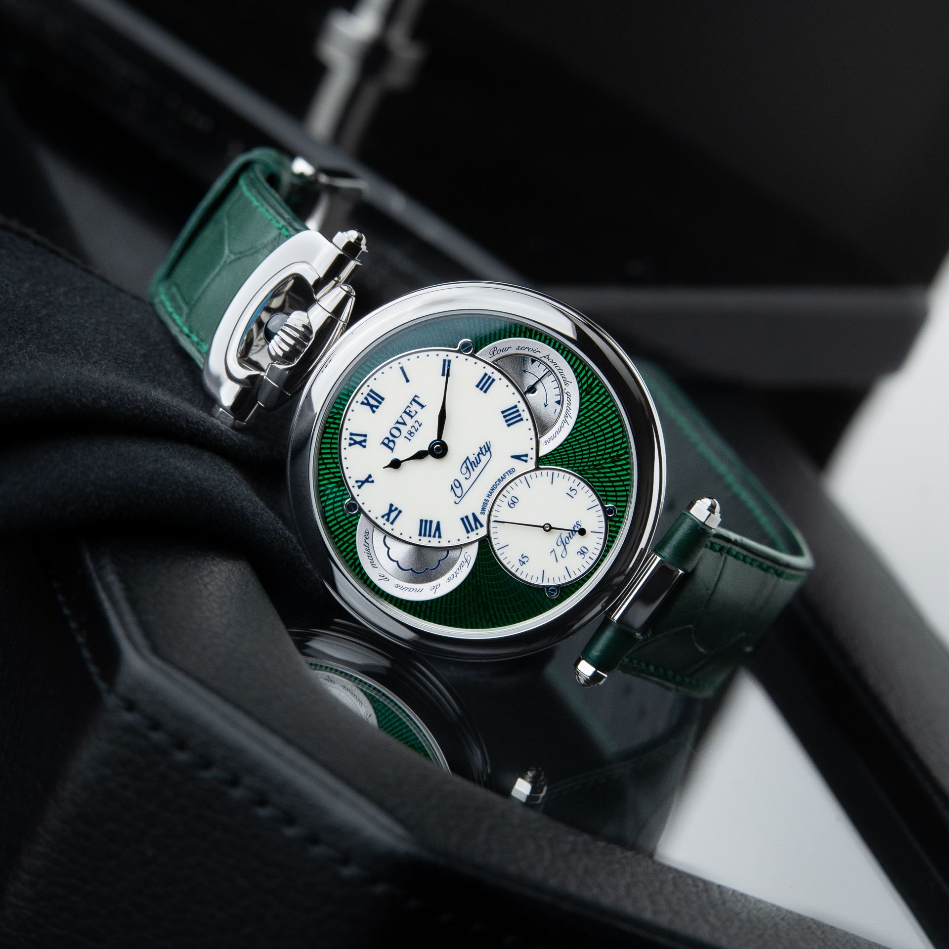 Bovet 19Thirty Fleurier RARE UNWORN 8/2025 Ivory Green Guilloche 7 Days