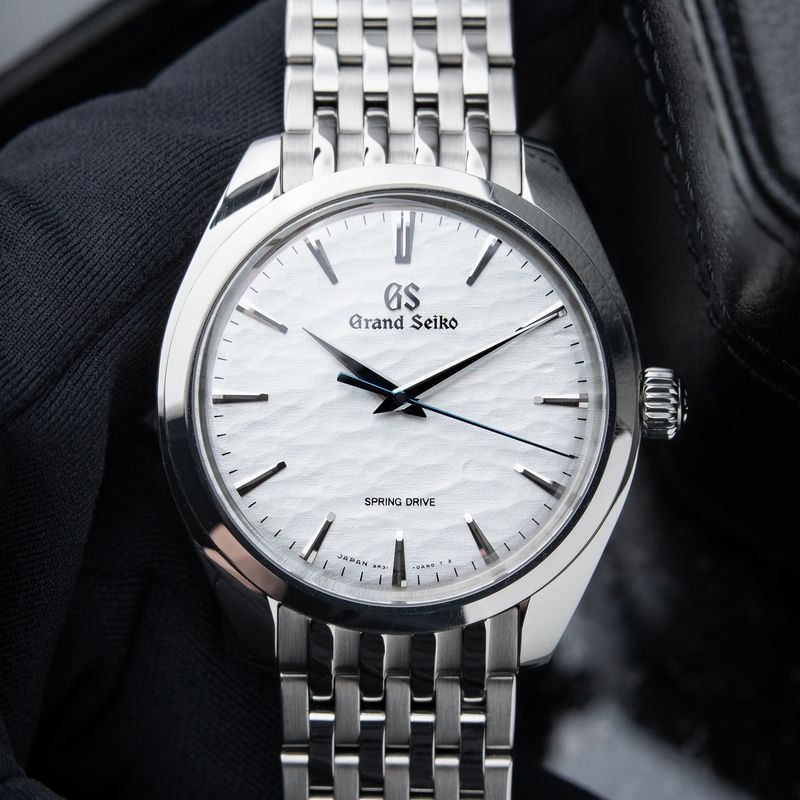 Grand Seiko Elegance Collection 'Omiwatari' Silver Spring Drive Steel Bracelet 38.5mm