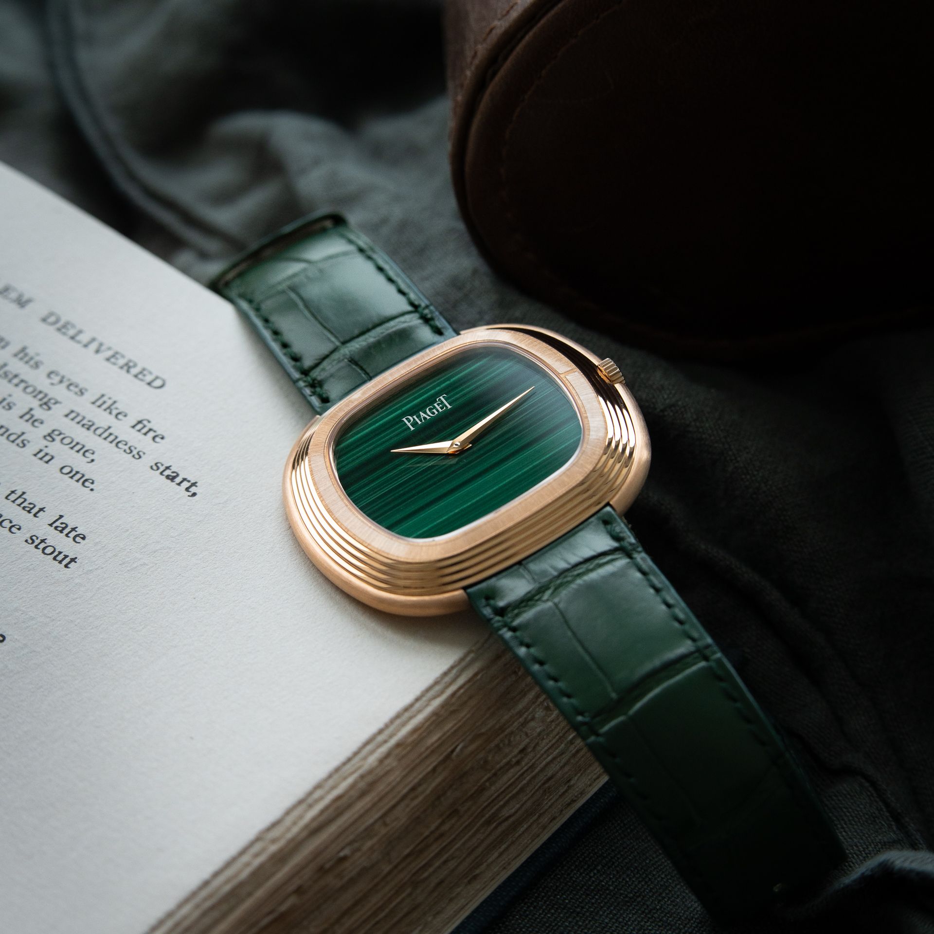 Piaget Andy Warhol Black Tie RARE STICKERED 6/2025 Green Malachite Rose Gold Leather