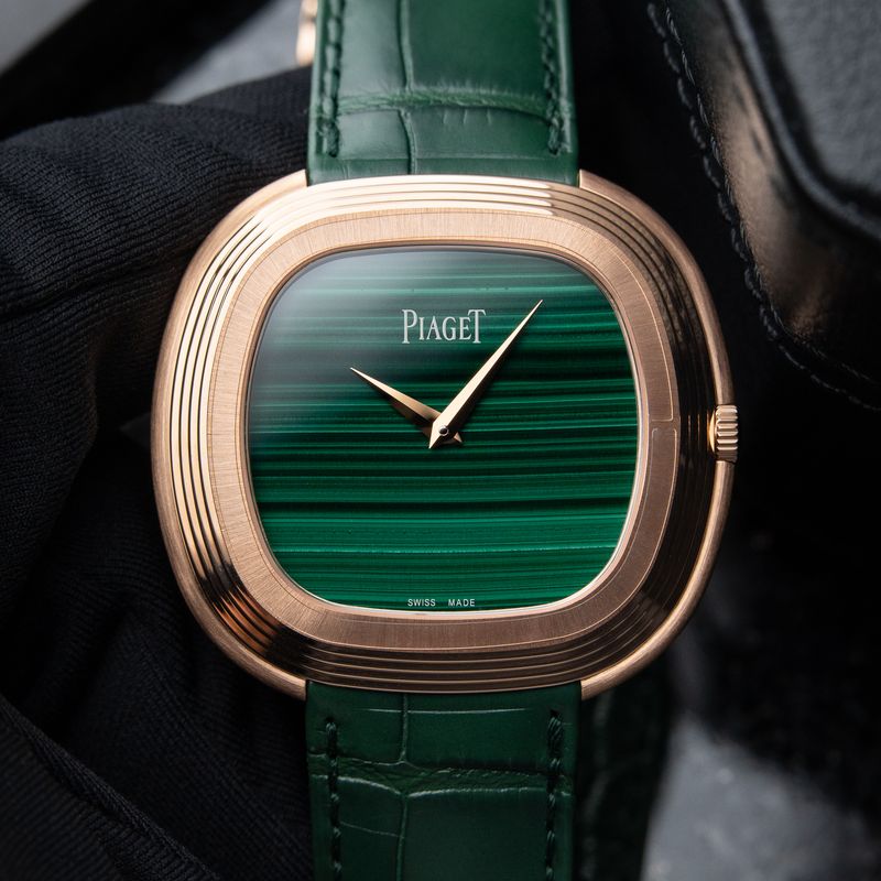 Piaget Andy Warhol Black Tie RARE STICKERED 6/2025 Green Malachite Rose Gold Leather