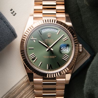 Monroe Rose Gold Dial Watch with Olive Green Strap s-l400.jpg main image 2