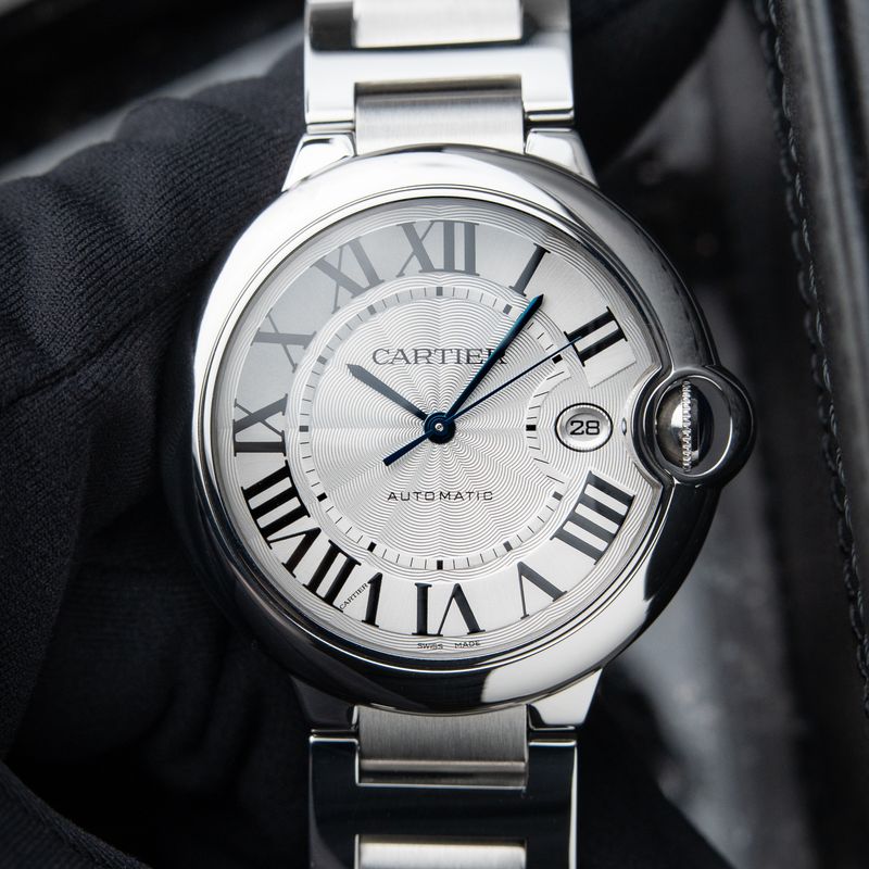 Cartier Ballon Bleu De Cartier 42 Date Steel Bracelet Guilloche Automatic