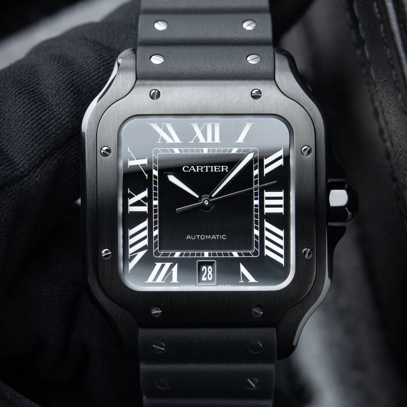 Cartier Santos De Cartier Large Model ADLC Steel Black Automatic 39.8mm