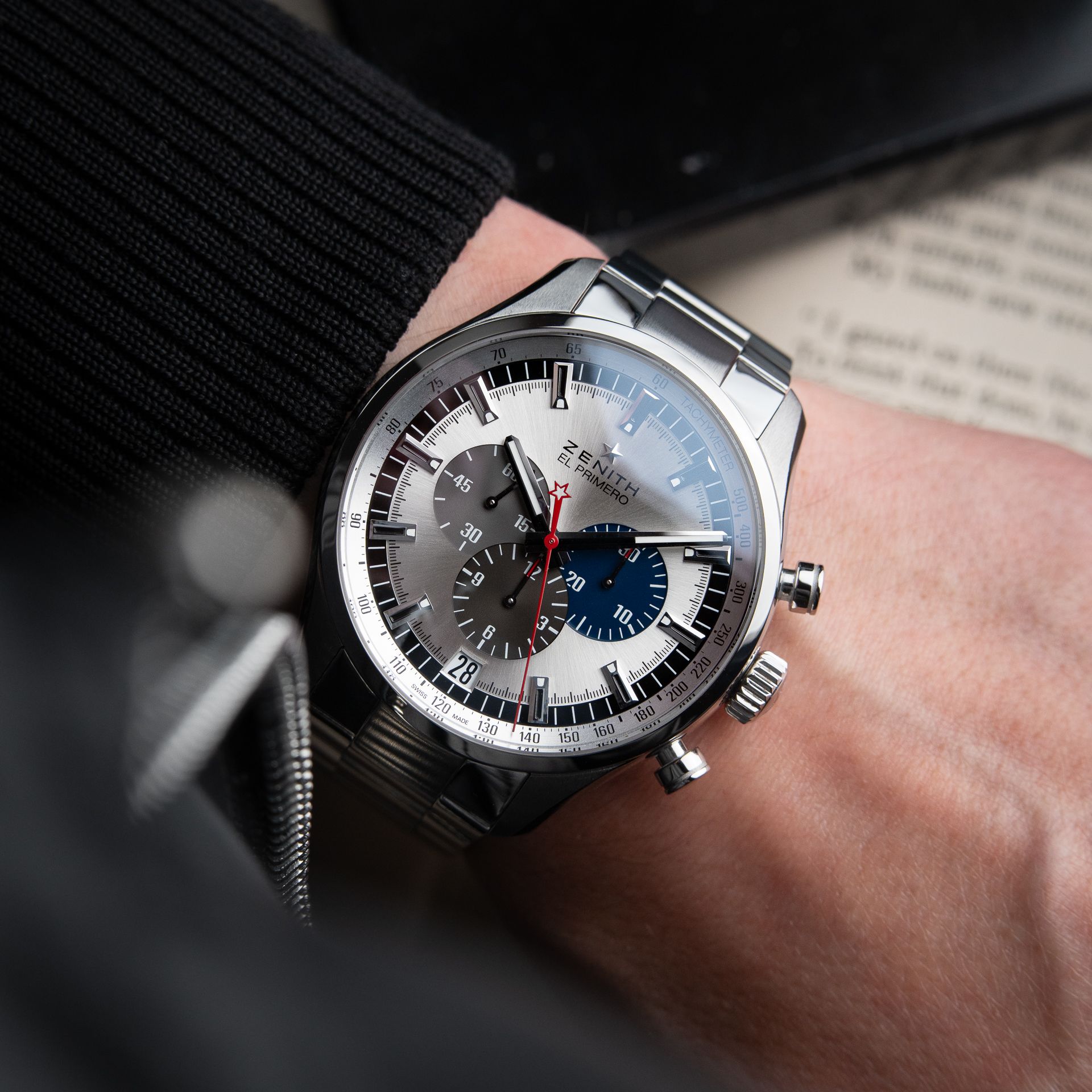 Zenith El Primero Chronograph 36,000 45mm Silver Dial Steel Bracelet