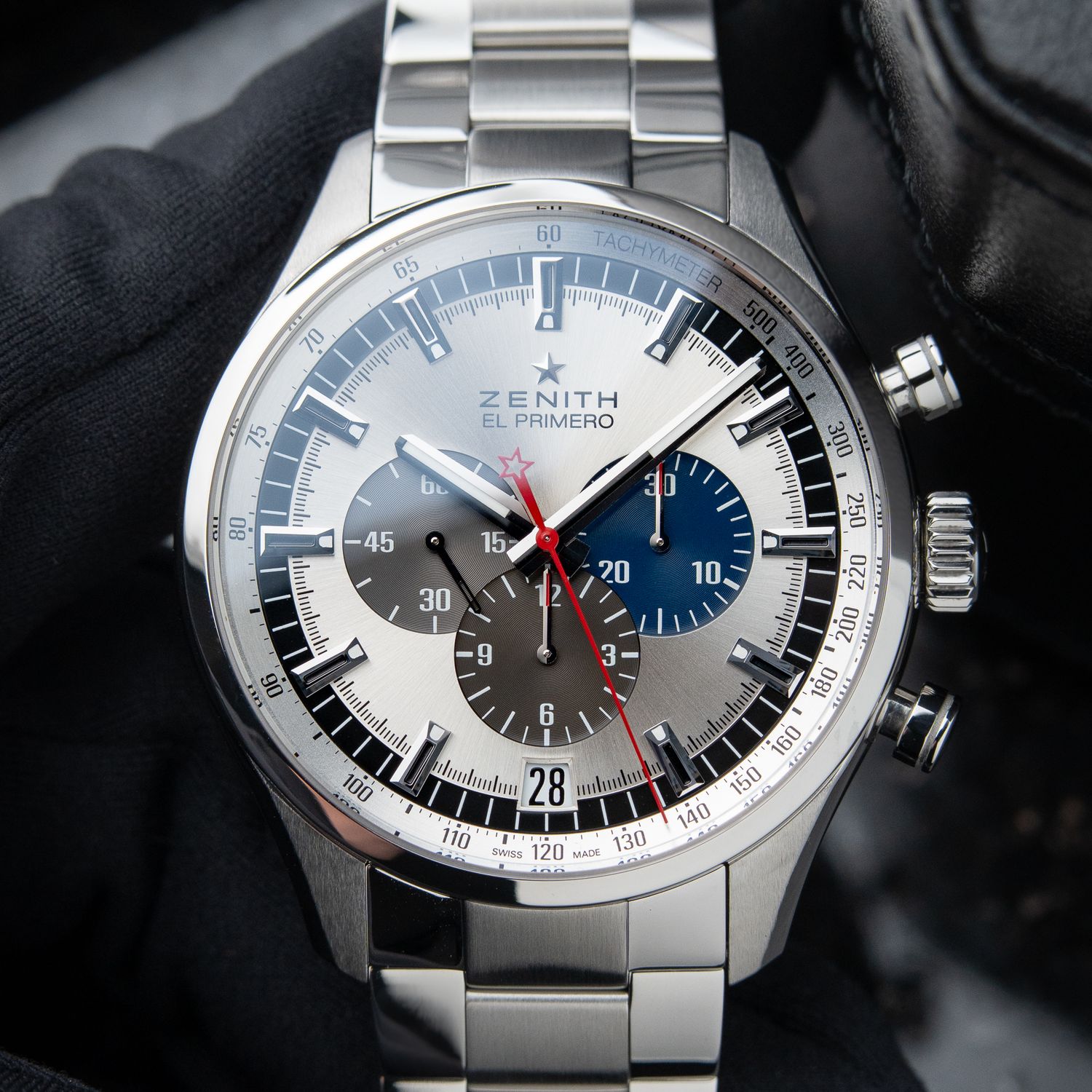 Zenith El Primero Chronograph 36,000 45mm Silver Dial Steel Bracelet