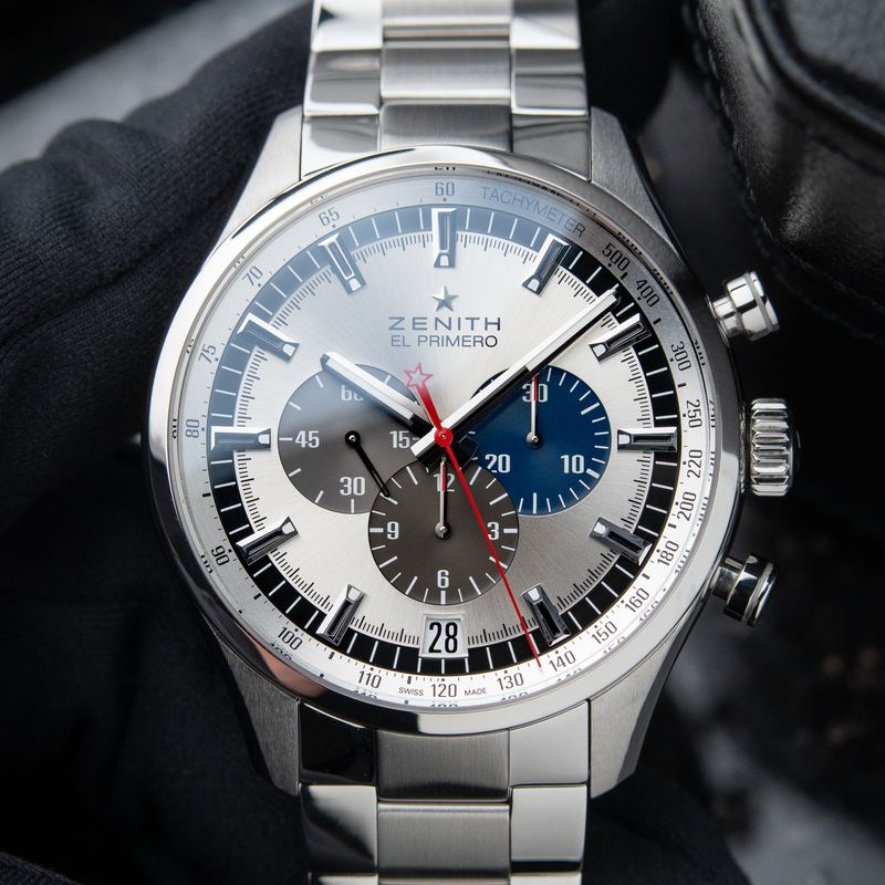 Zenith El Primero Chronograph 36,000 45mm Silver Dial Steel Bracelet