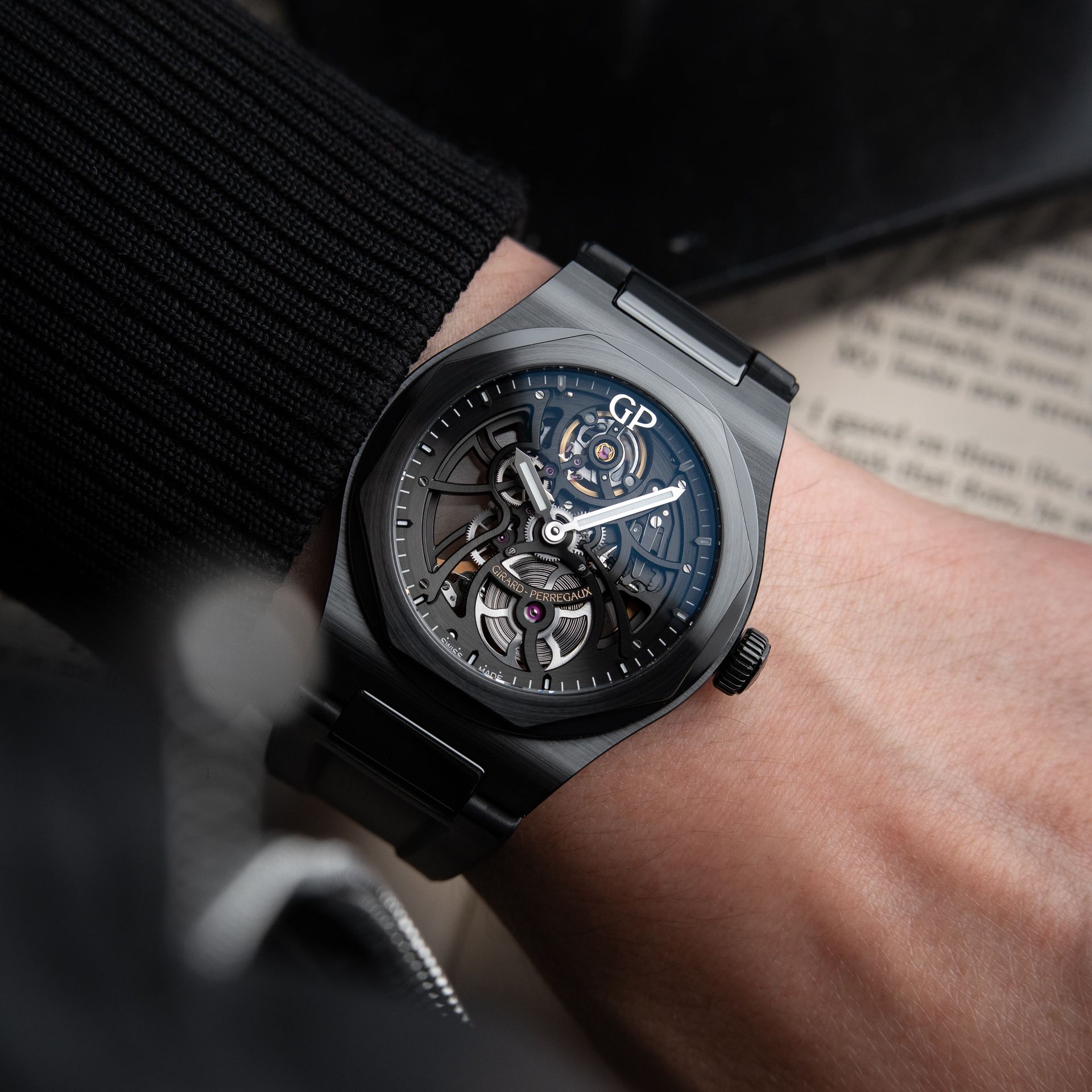 Girard Perregaux Laureato Skeleton Openworked Black Ceramic Automatic 42mm