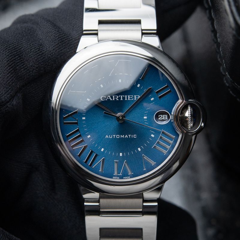 Cartier Ballon Bleu De Cartier 40mm Date Steel Bracelet Blue Roman Dial