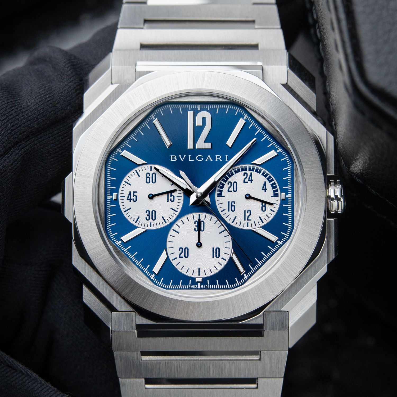 BVLGARI Octo Finissimo Chronograph GMT Blue Steel Bracelet Bulgari 43mm BVLGARI Octo Finissimo Chronograph GMT Blue Steel Bracelet Bulgari 43mm