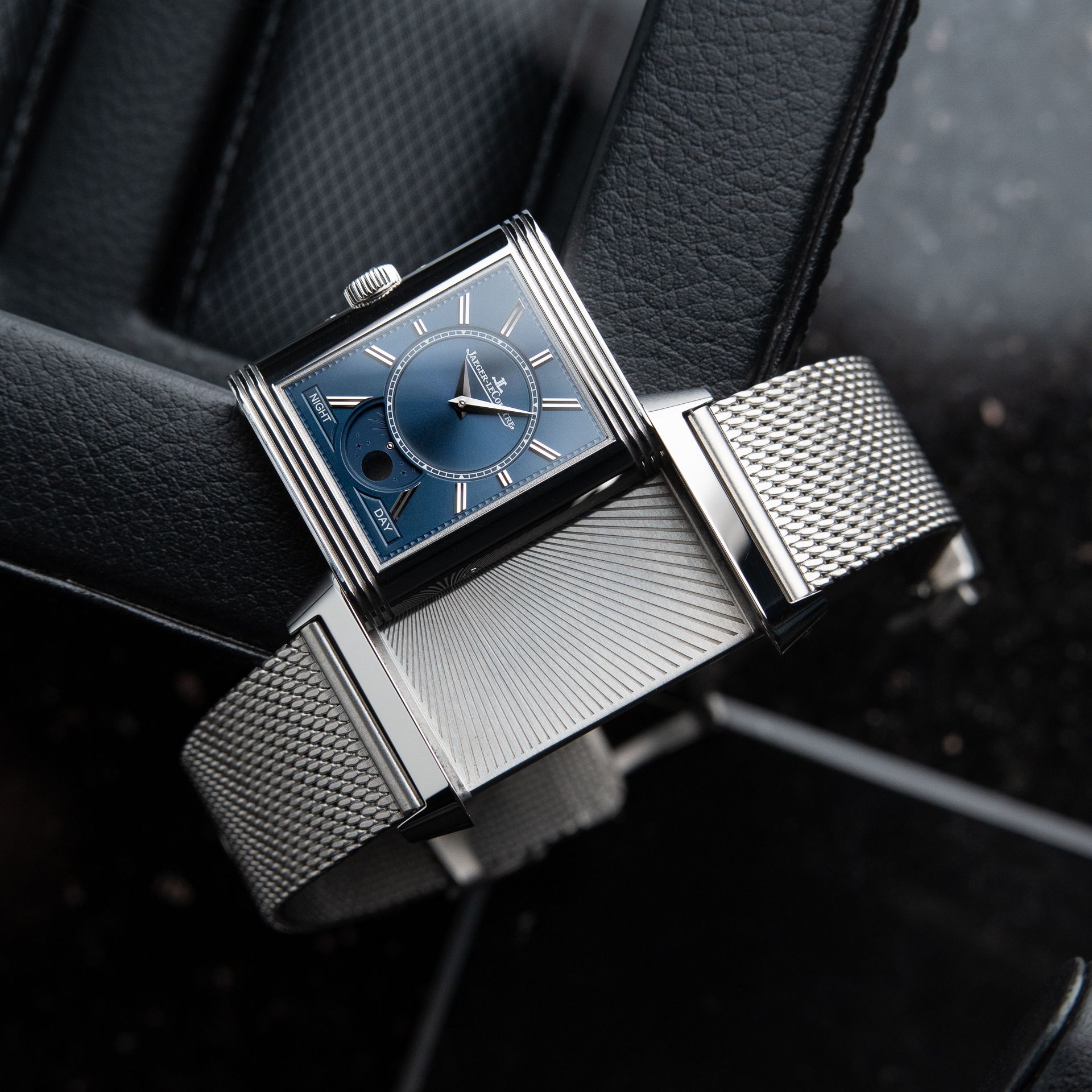 Jaeger-LeCoultre Reverso Tribute MESH Duoface Calendar Moonphase Blue Set