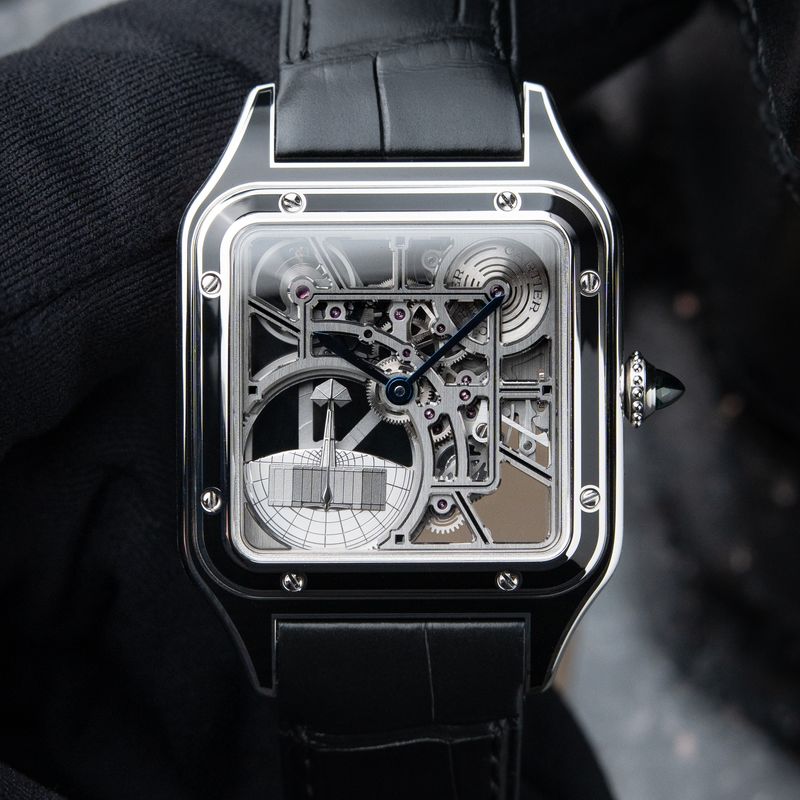 Cartier Santos Dumont Skeleton Large 2026 RARE Micro-Rotor Black Lacquer
