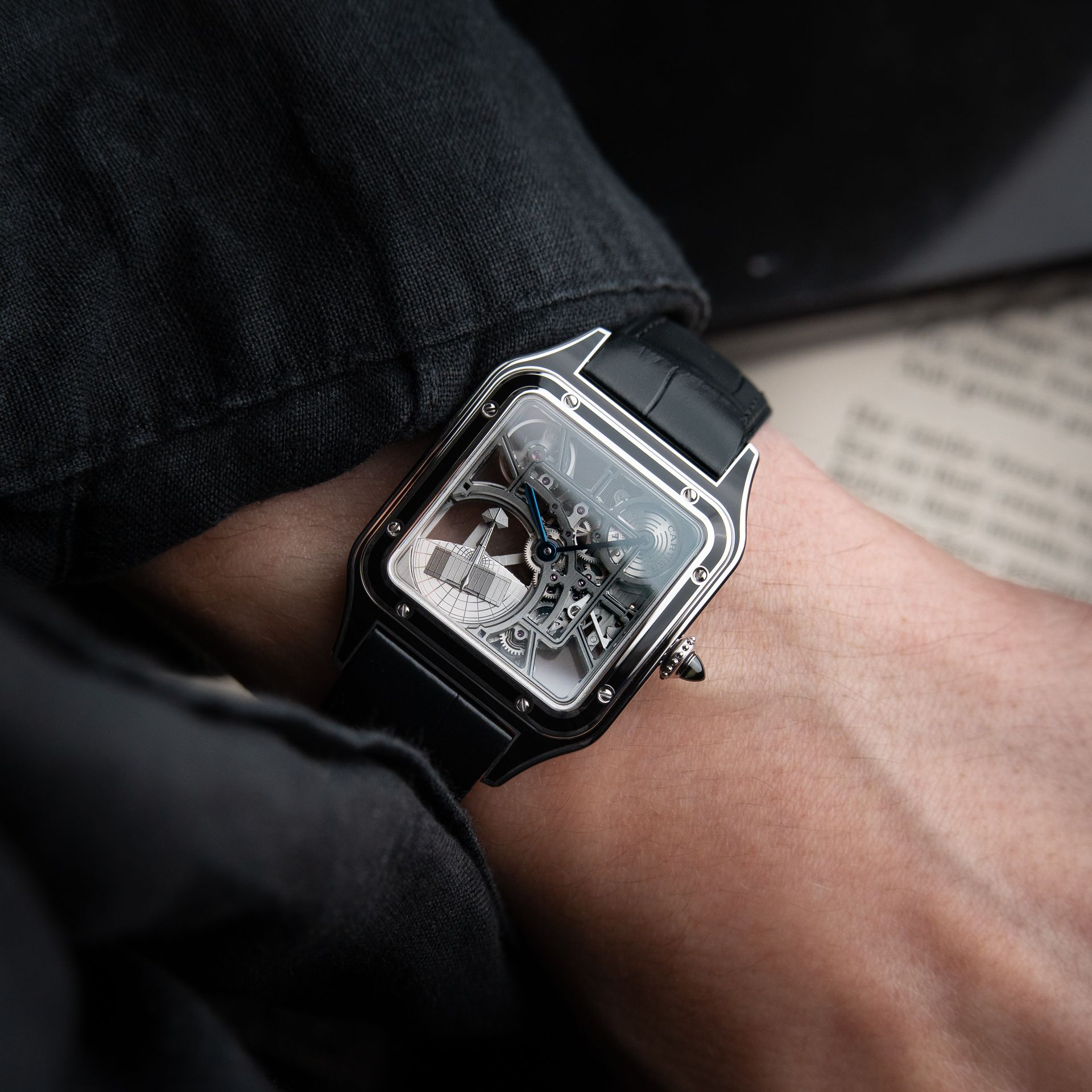 Cartier Santos Dumont Skeleton Large 2026 RARE Micro-Rotor Black Lacquer