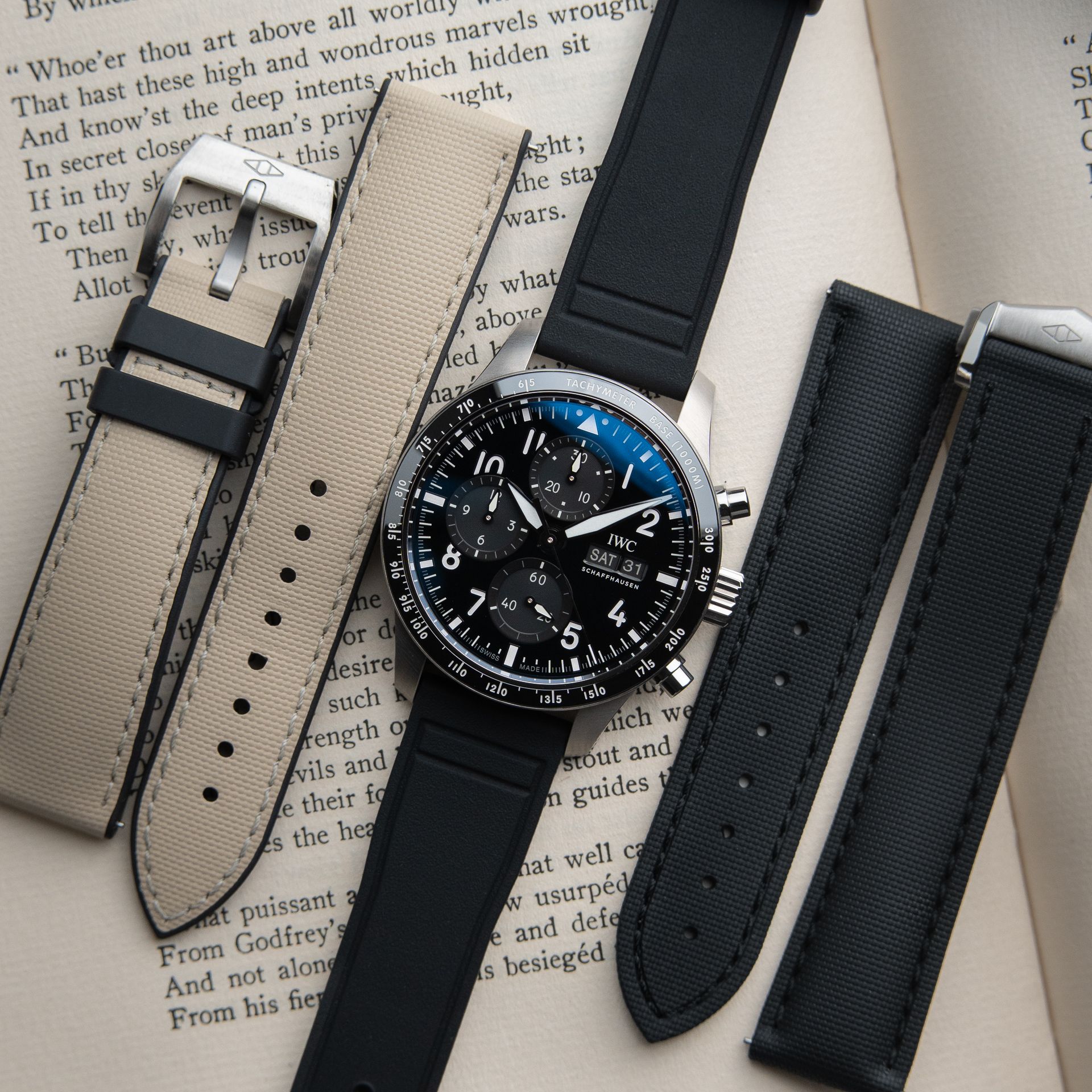 IWC Pilot's Watch AMG Performance STRAPS Chronograph 41 Black Titanium Set