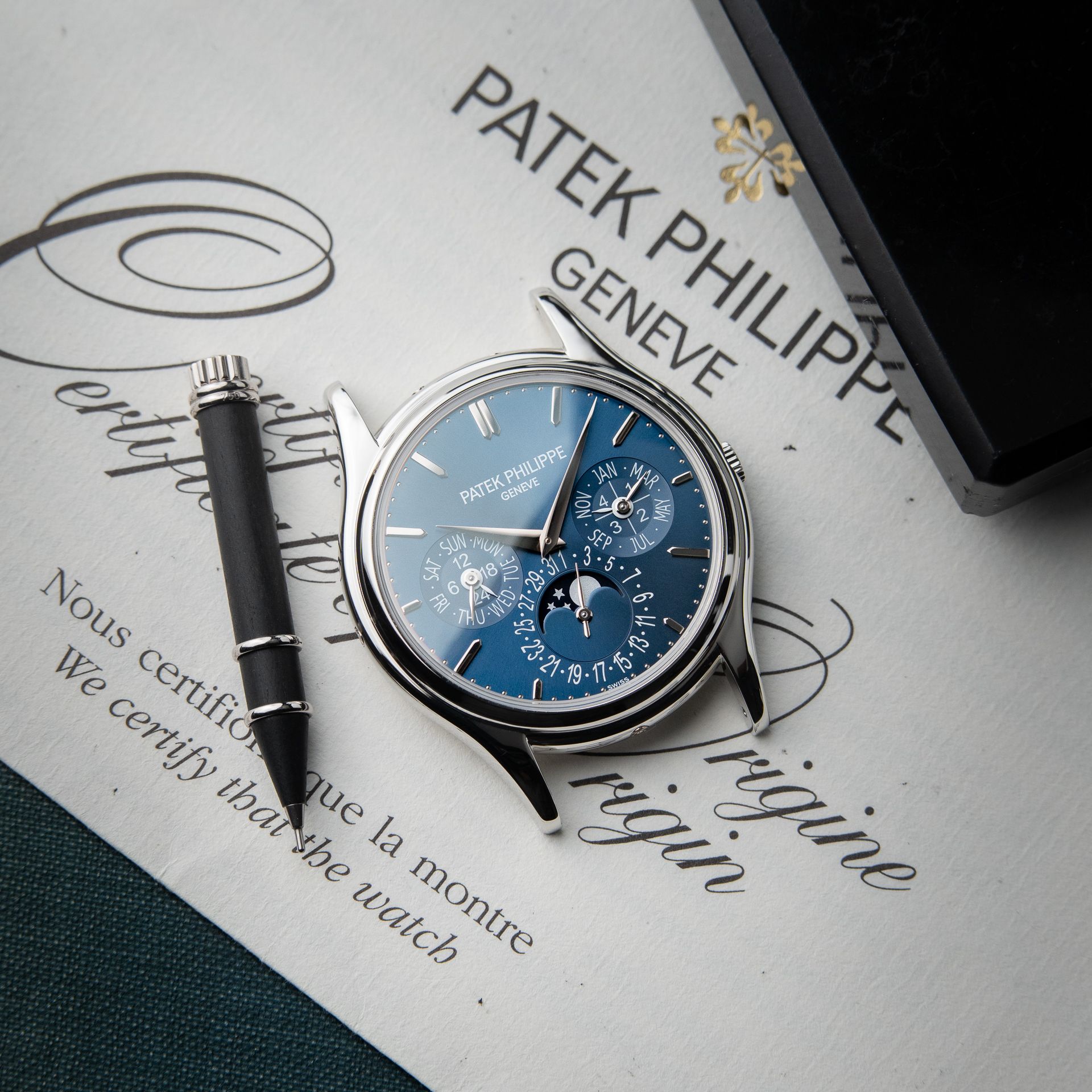 Patek Philippe Perpetual Calendar 5140P-001 UNWORN 2012 Platinum Blue Set