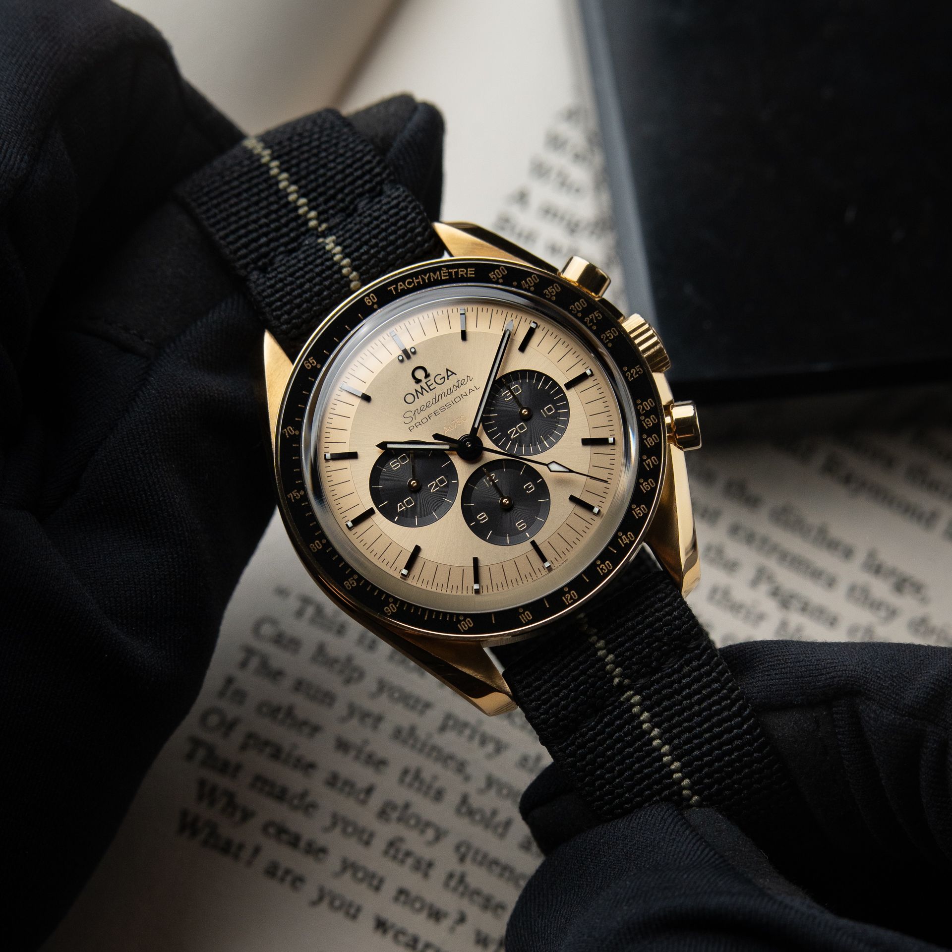 Omega Speedmaster Professional Moonwatch Pikachu Yellow Gold Chronograph