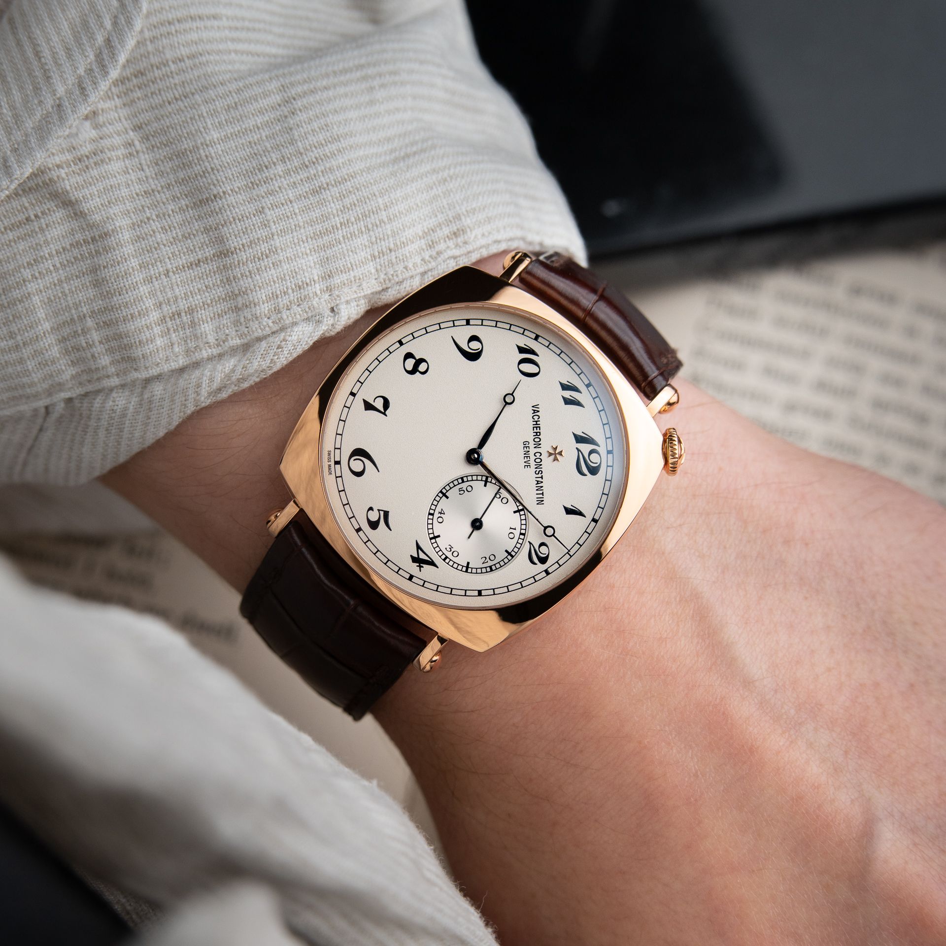Vacheron Constantin Historiques American 1921 Rose Gold Leather Silver 40