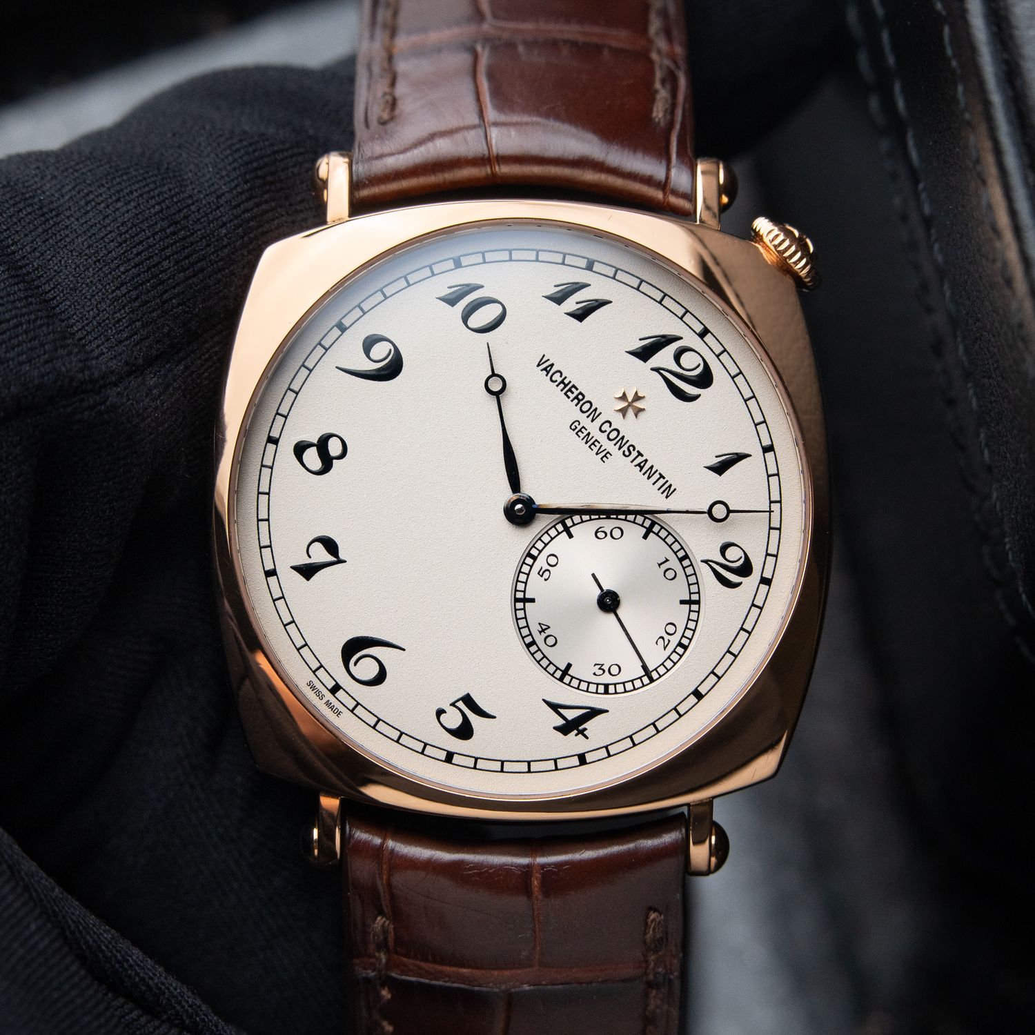 Vacheron Constantin Historiques American 1921 Rose Gold Leather Silver 40