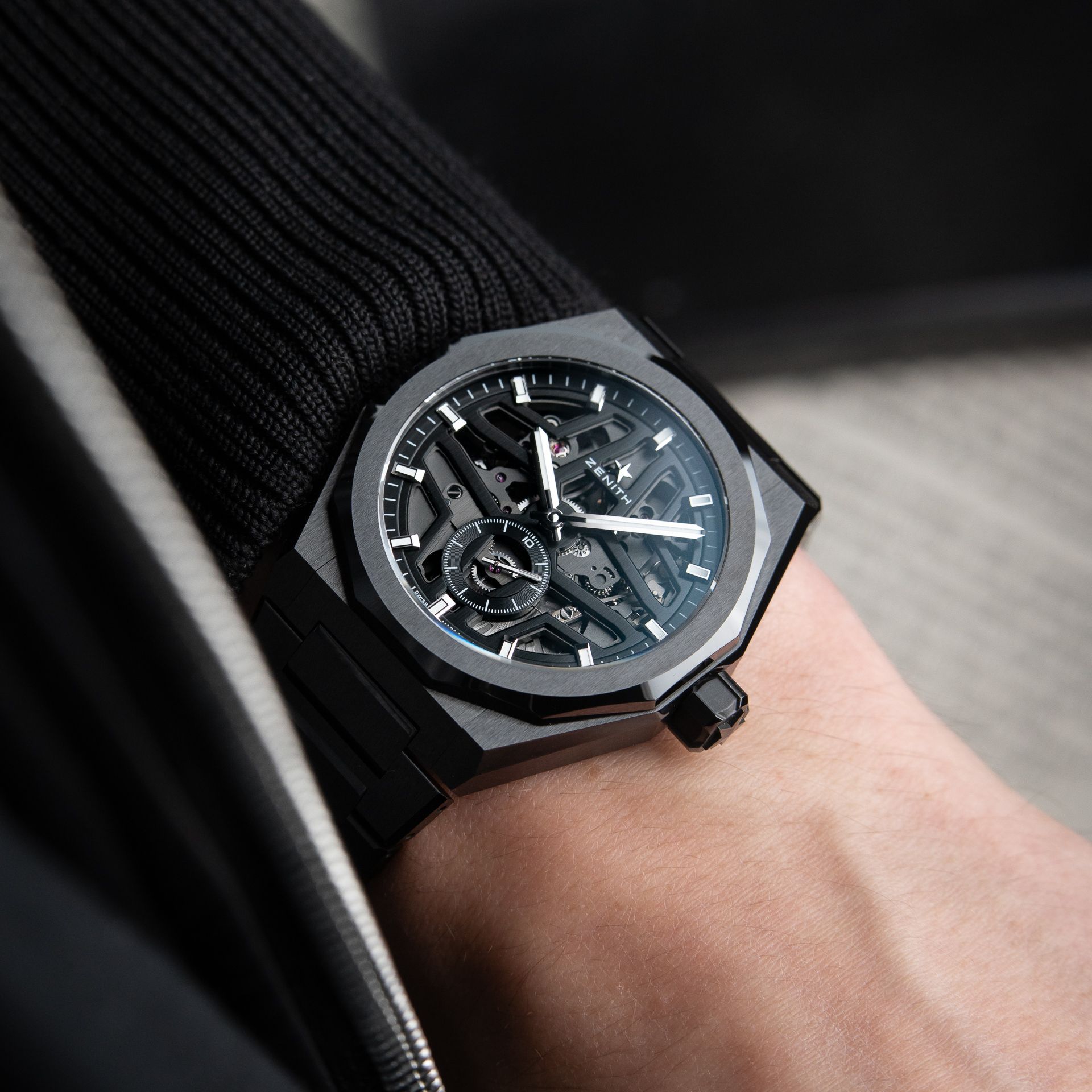 Zenith Defy Skyline CLEAN Skeleton 36000 Black Ceramic Bracelet STRAP 41mm