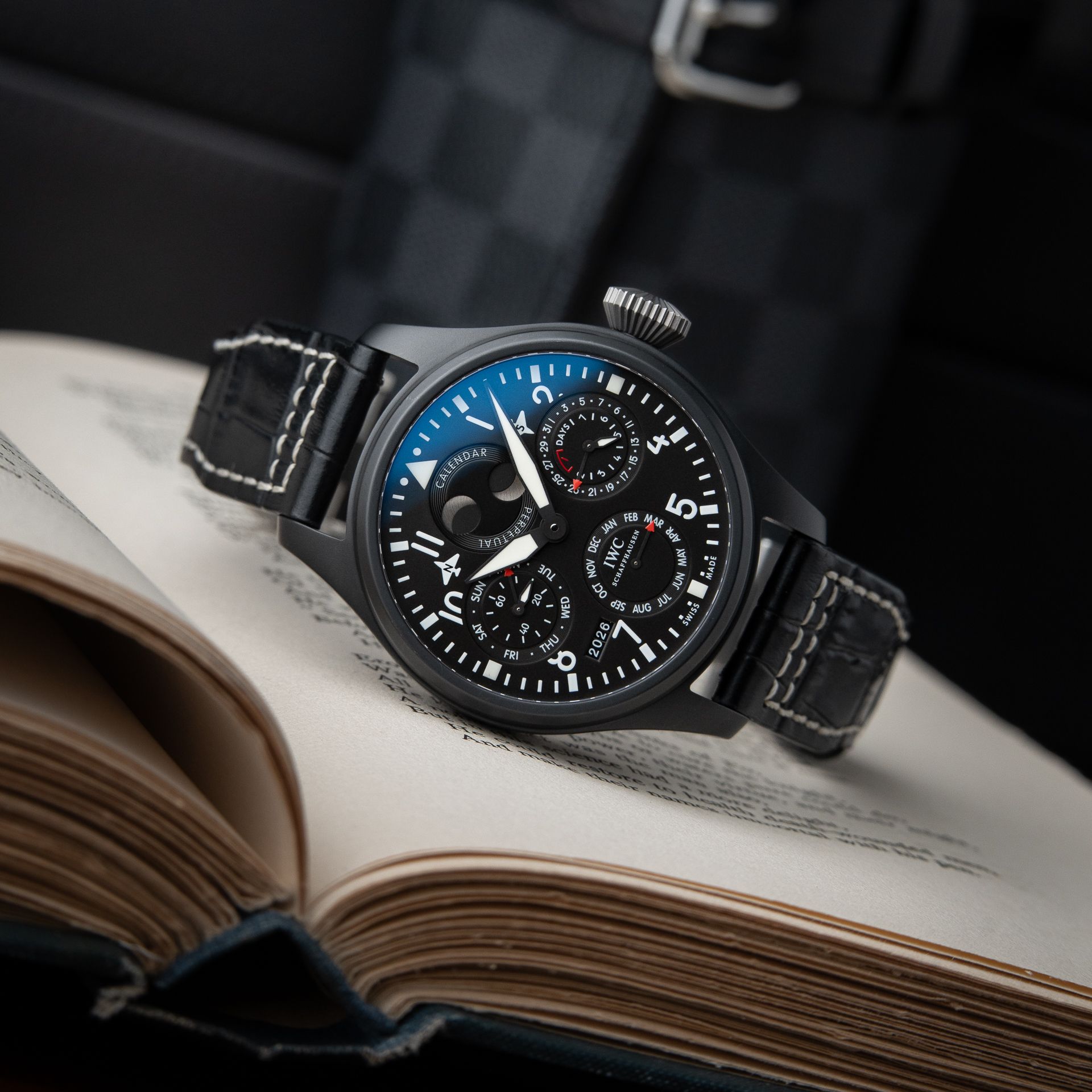 IWC Big Pilot's Watch Perpetual Calendar Top Gun Black Ceramic 7 Day 48.6