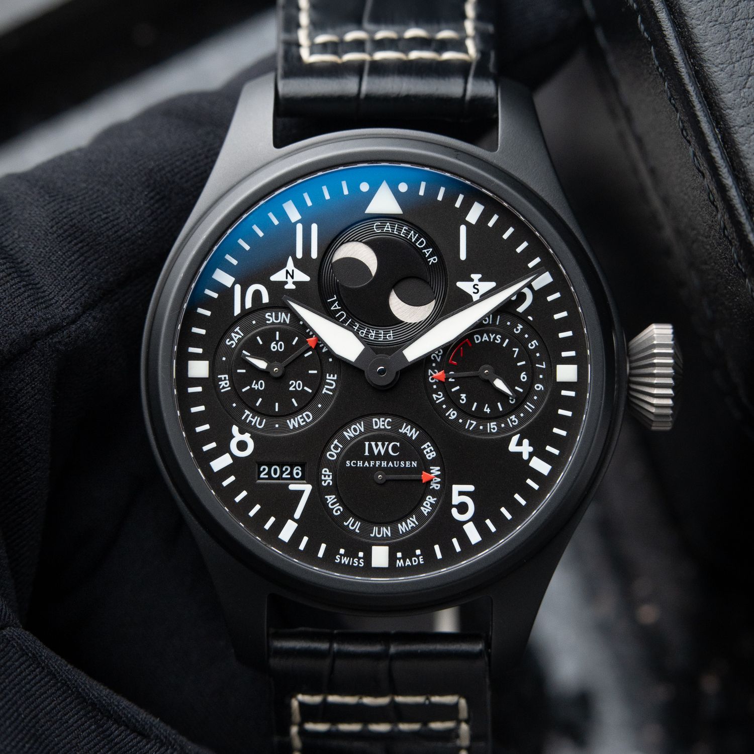IWC Big Pilot's Watch Perpetual Calendar Top Gun Black Ceramic 7 Day 48.6