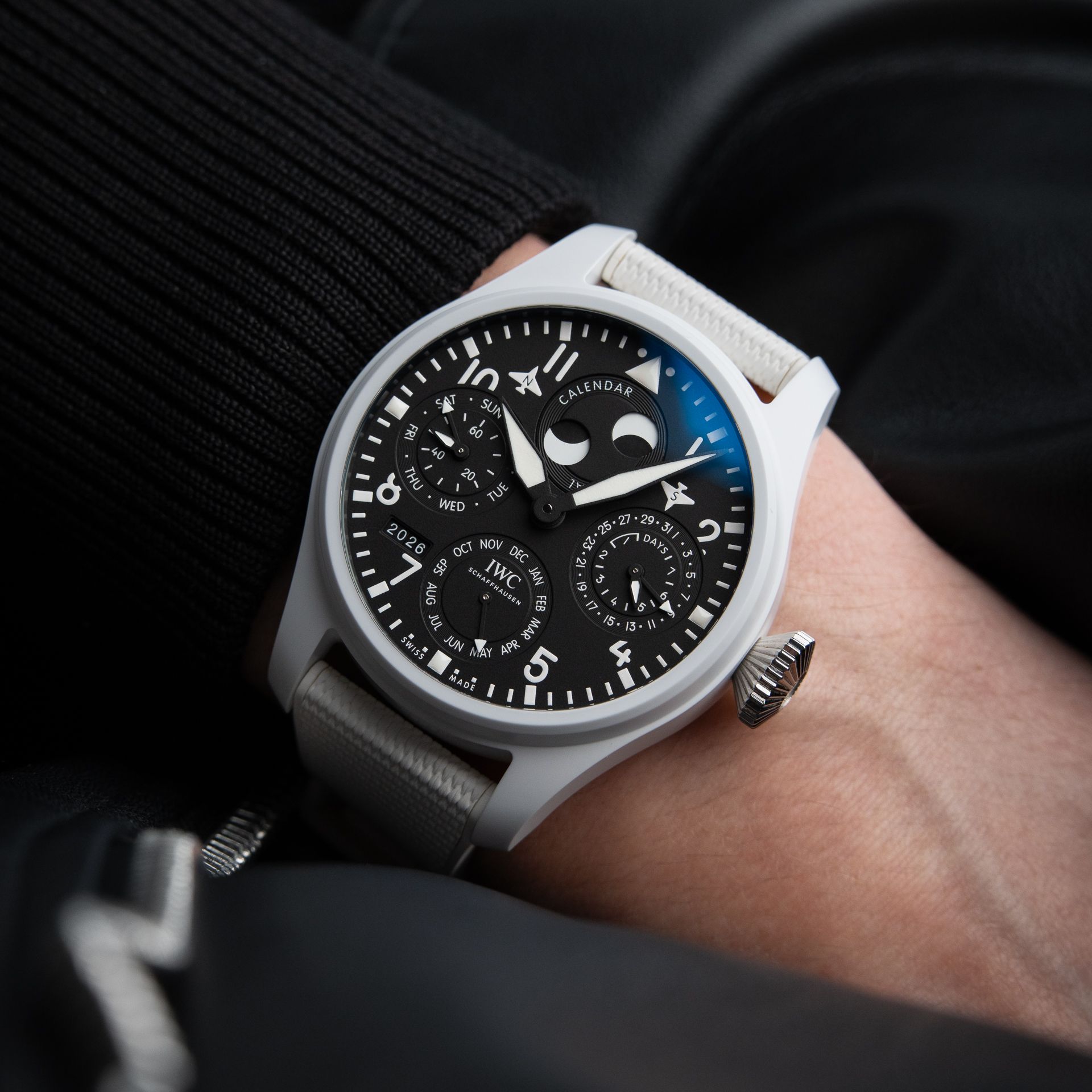 IWC Big Pilot's Watch Perpetual Calendar Top Gun Lake Tahoe White Ceramic