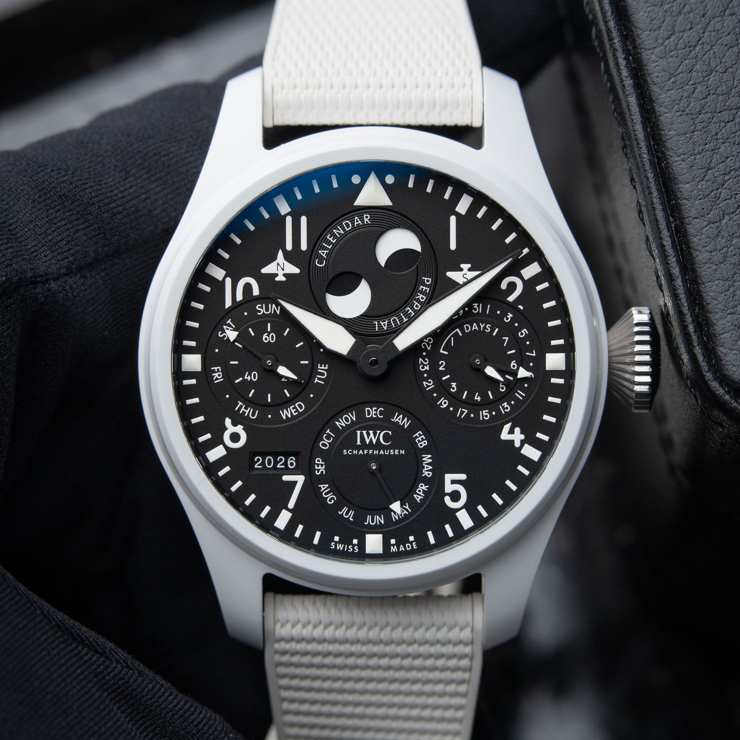 IWC Big Pilot's Watch Perpetual Calendar Top Gun Lake Tahoe White Ceramic