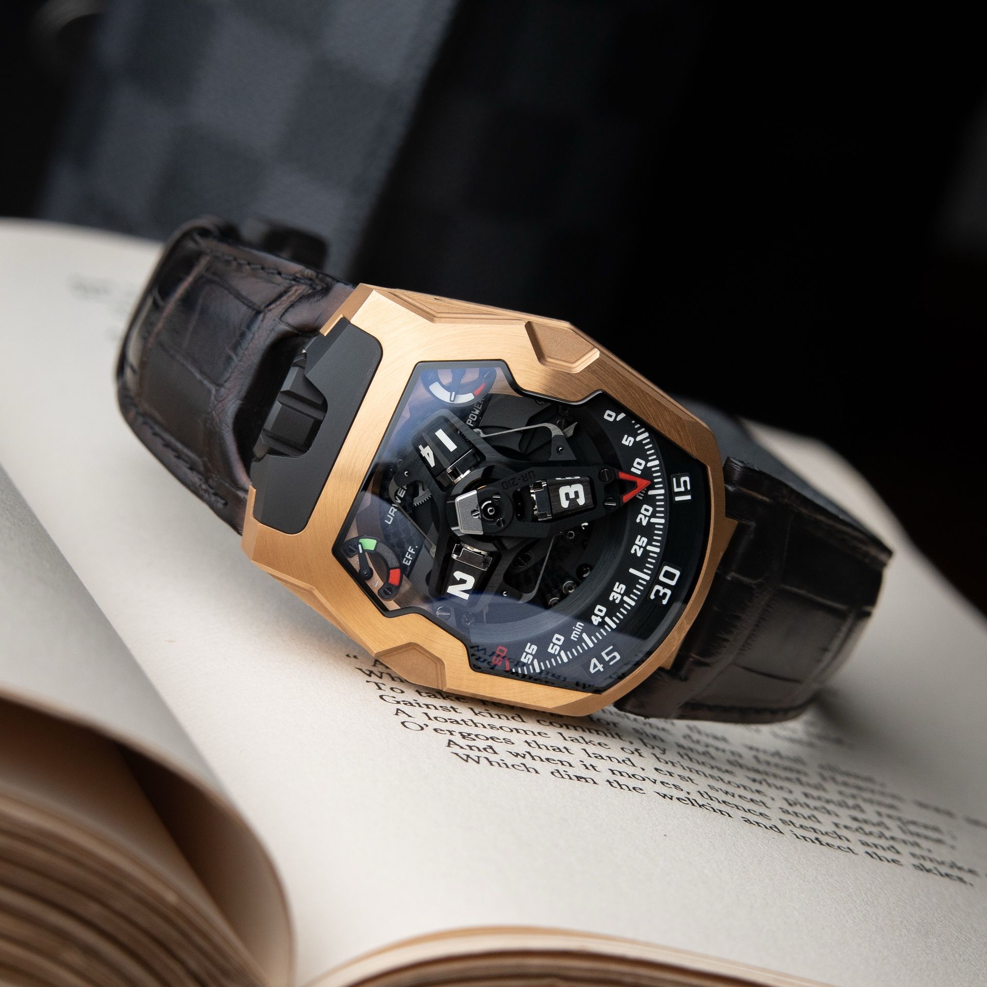 URWERK UR-210 RG RARE Limited Edition Retrograde Rose Gold Black Titanium