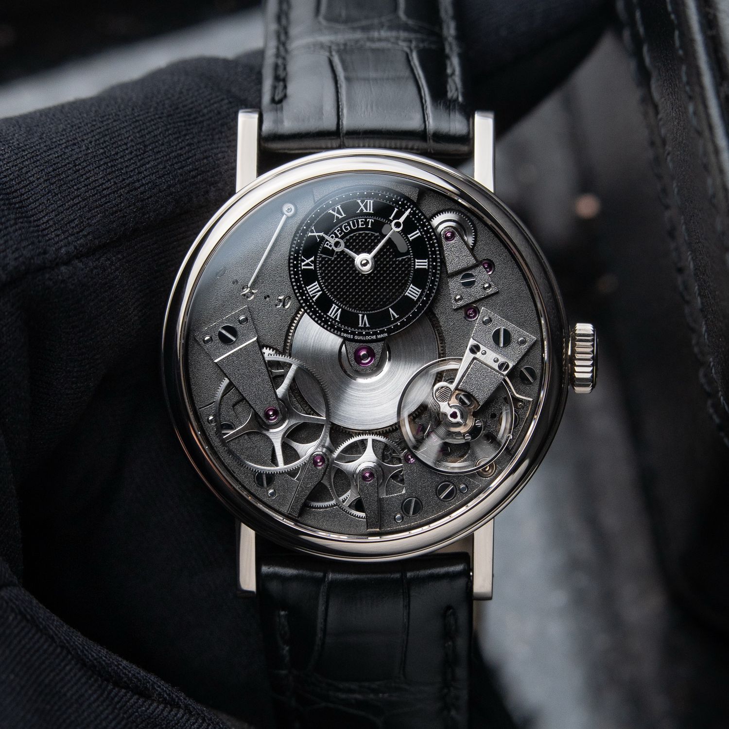 Breguet Tradition 7027BB White Gold Power Reserve Grey Black Dial Leather