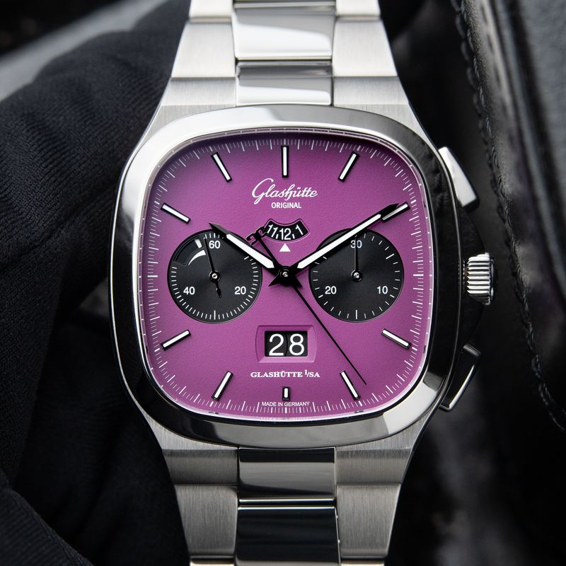 Glashütte Original Seventies Chronograph Panorama Date RARE Chronograph Panoramadatum Plasma Purple