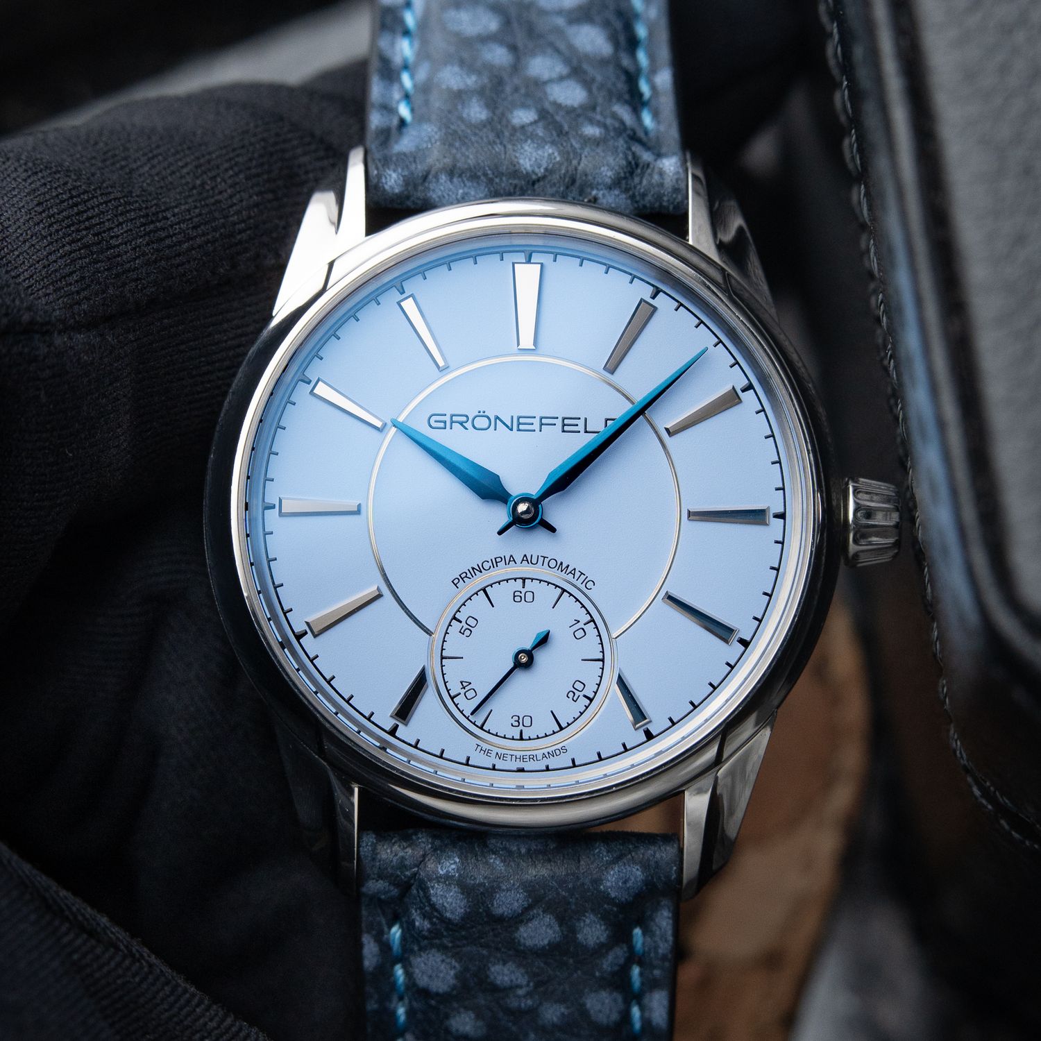 Gronefeld 1941 Principia Automatic RARE Light Blue Dial Steel Leather 39.5 Gronefeld 1941 Principia Automatic RARE Light Blue Dial Steel Leather 39.5