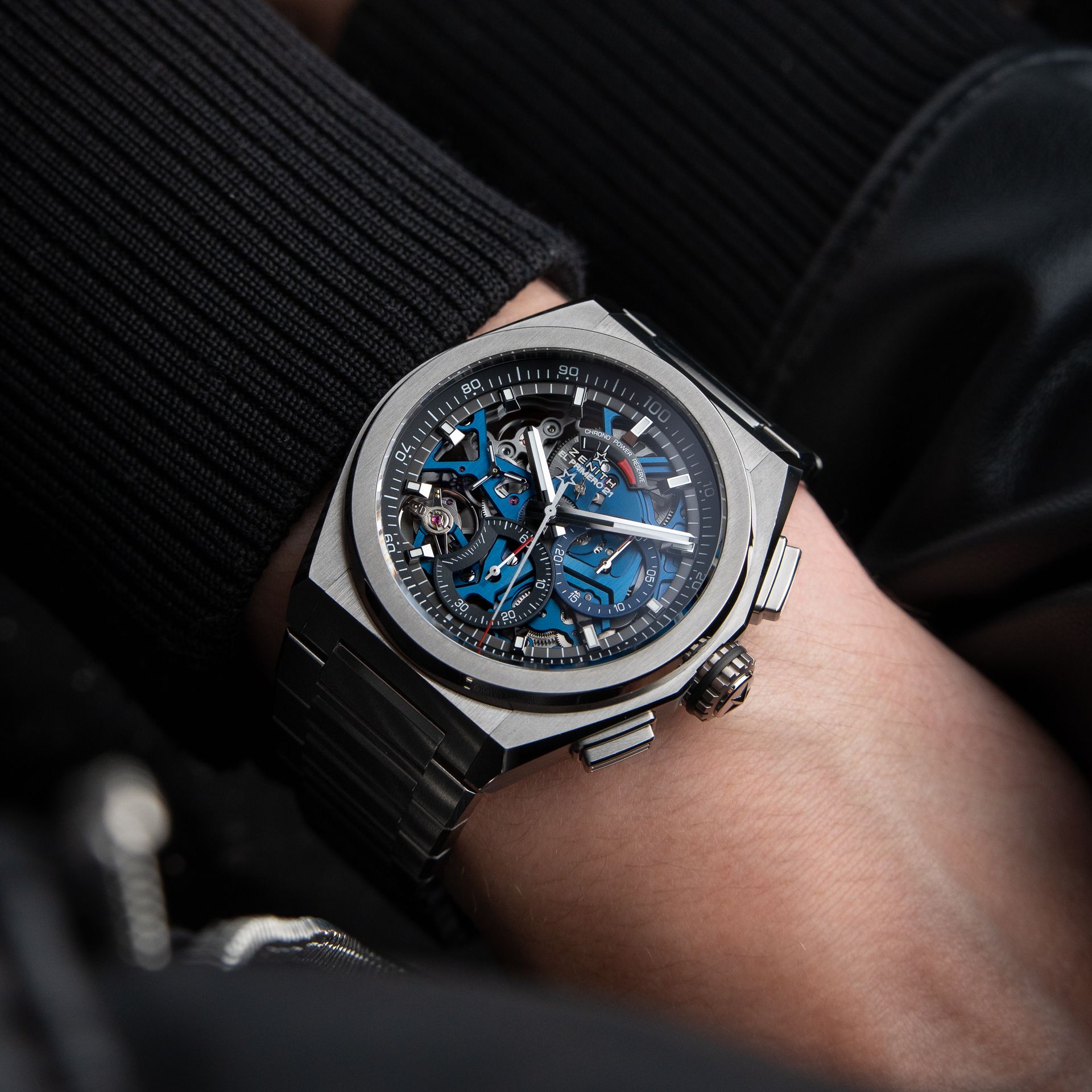 Zenith Defy El Primero 21 SERVICED 1/100th Chronograph Titanium Bracelet Skeleton