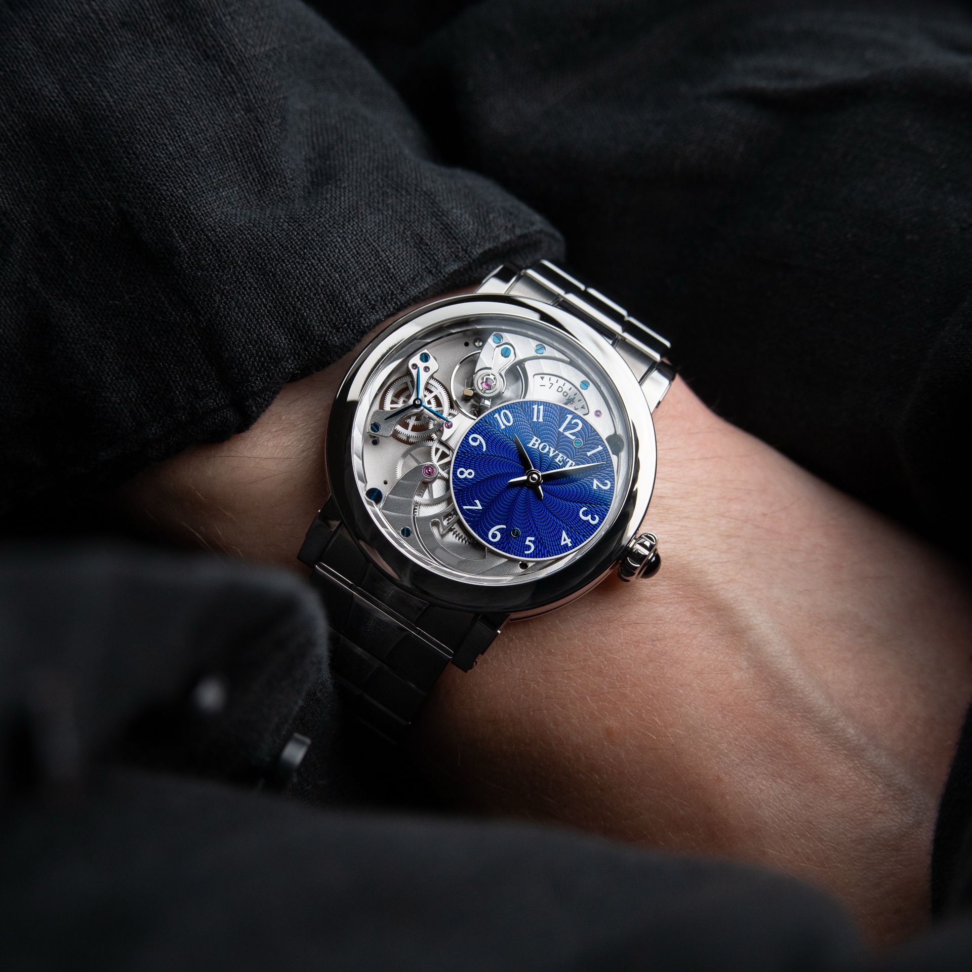 Bovet Recital 12 Dimier UNWORN 2026 Guilloche Dark Blue Titanium Bracelet