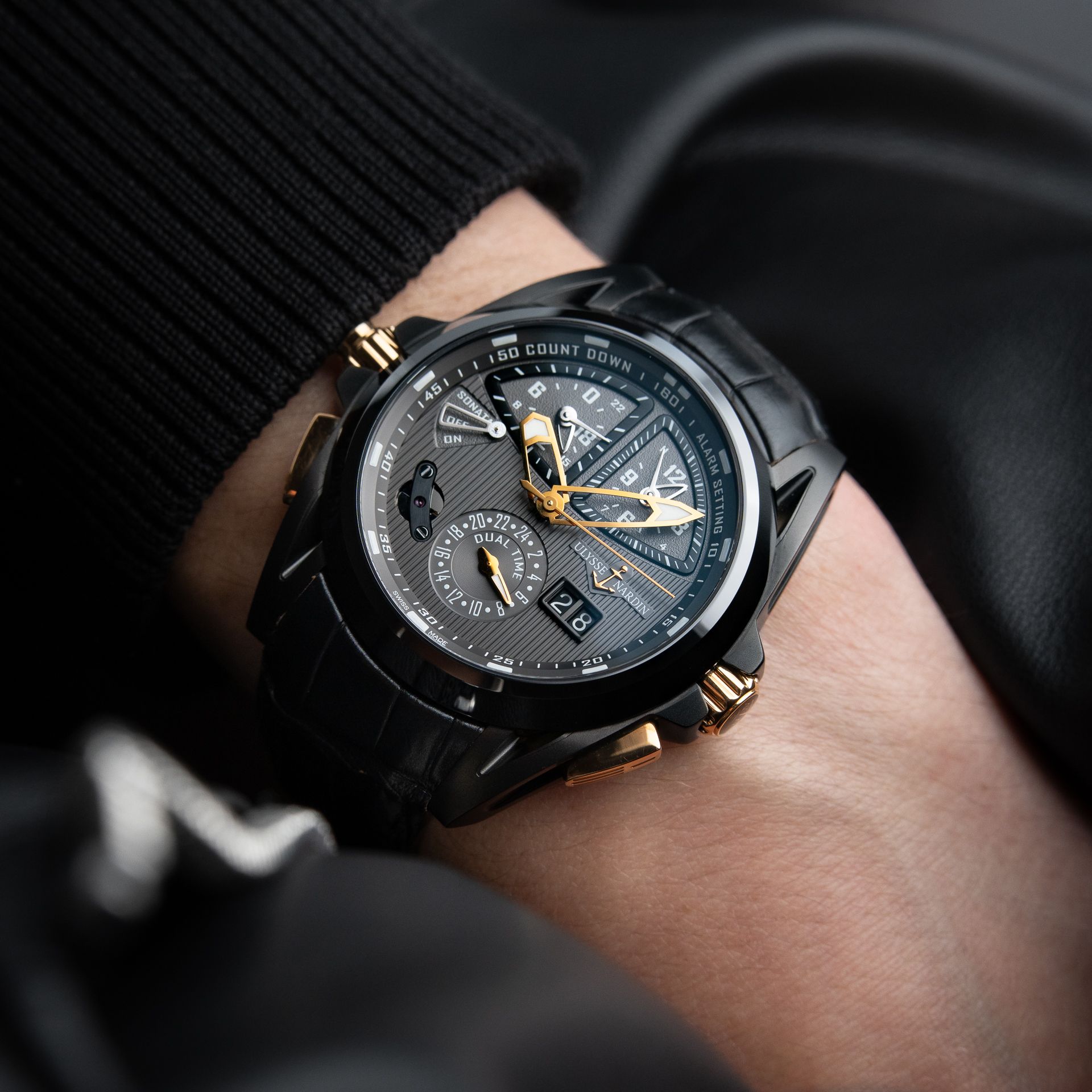 Ulysse Nardin Sonata Streamline Cathedral Dual Time Alarm Black Titanium