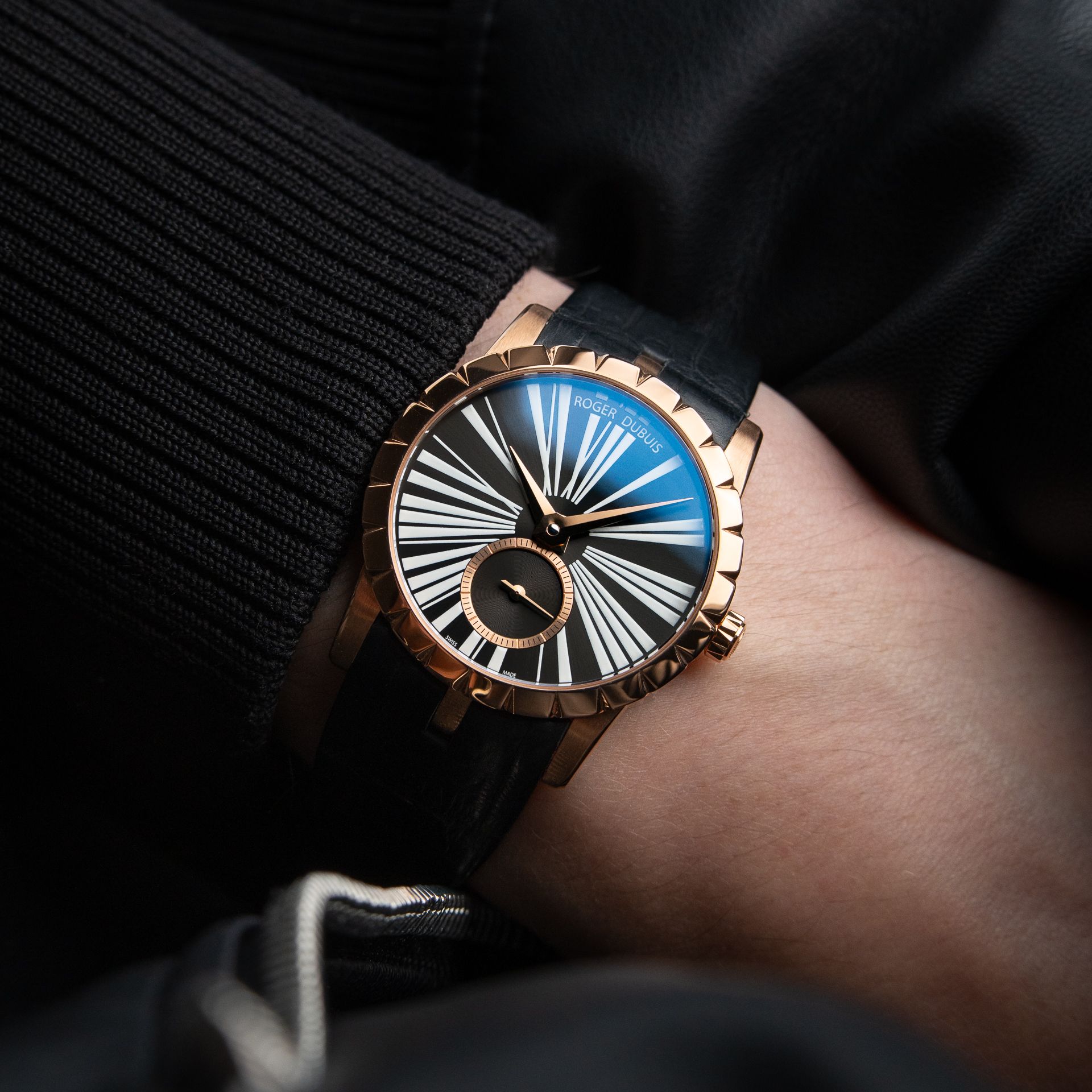 Roger Dubuis Excalibur 36 Automatic Rose Gold Black Dial Small Seconds