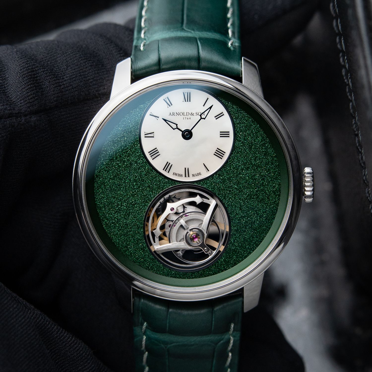 Arnold & Son UTTE Ultra Thin Tourbillon Platinum MOP Green Limited Edition