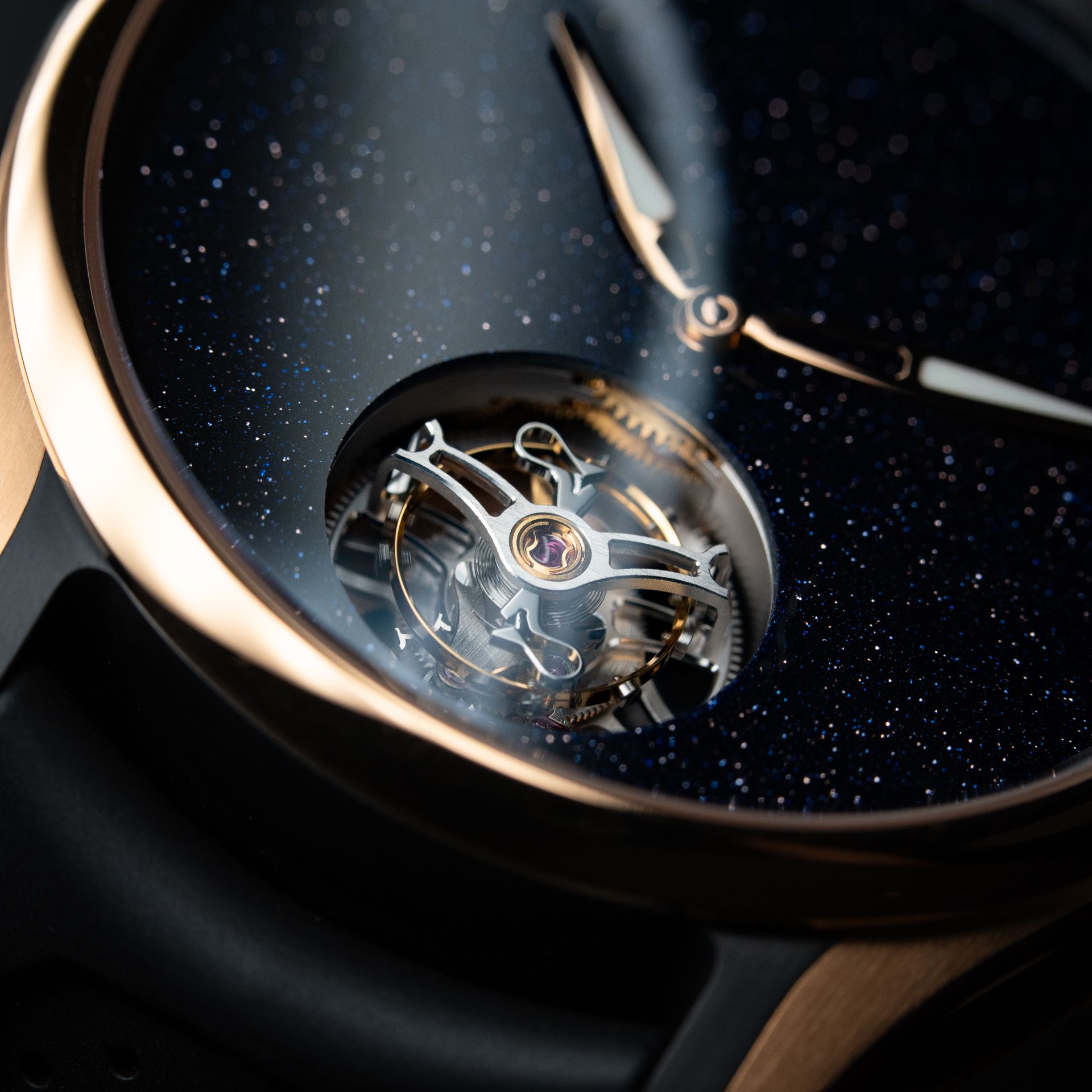 H. Moser & Cie. Pioneer RARE Tourbillon Concept Aventurine Bucherer Limited Edition Rose Gold DLC Titanium