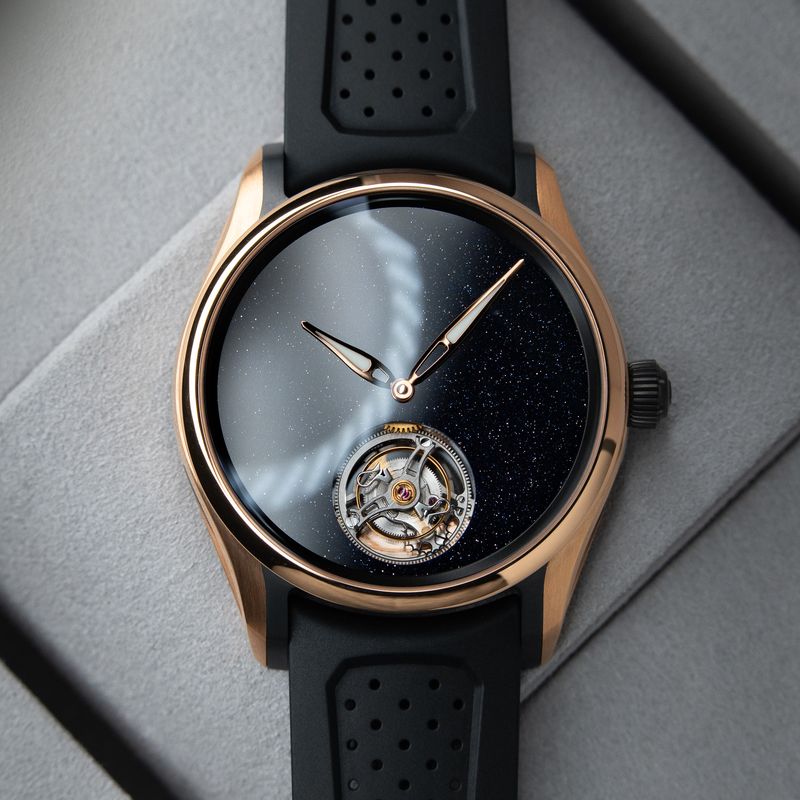 H. Moser & Cie. Pioneer RARE Tourbillon Concept Aventurine Bucherer Limited Edition Rose Gold DLC Titanium