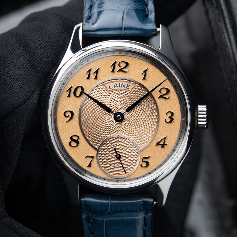 Laine Gelidus 3 G3 Salmon Guilloche Dial Steel Leather Manual 40.5