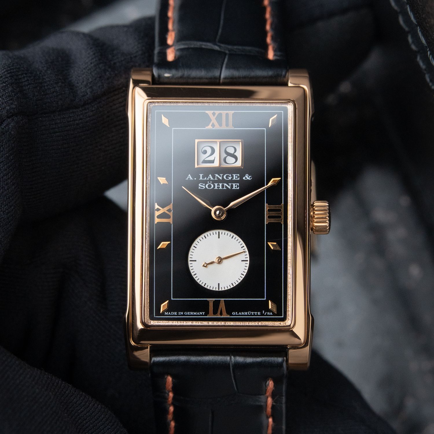 A. Lange & Söhne Cabaret Rose Gold Black Dial Big Date Manual Leather