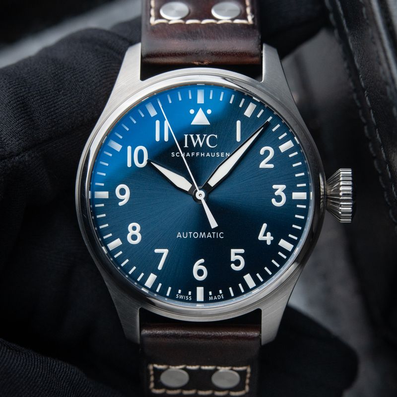 IWC Big Pilot's Watch Blue Sunburst Dial Steel Leather 43mm