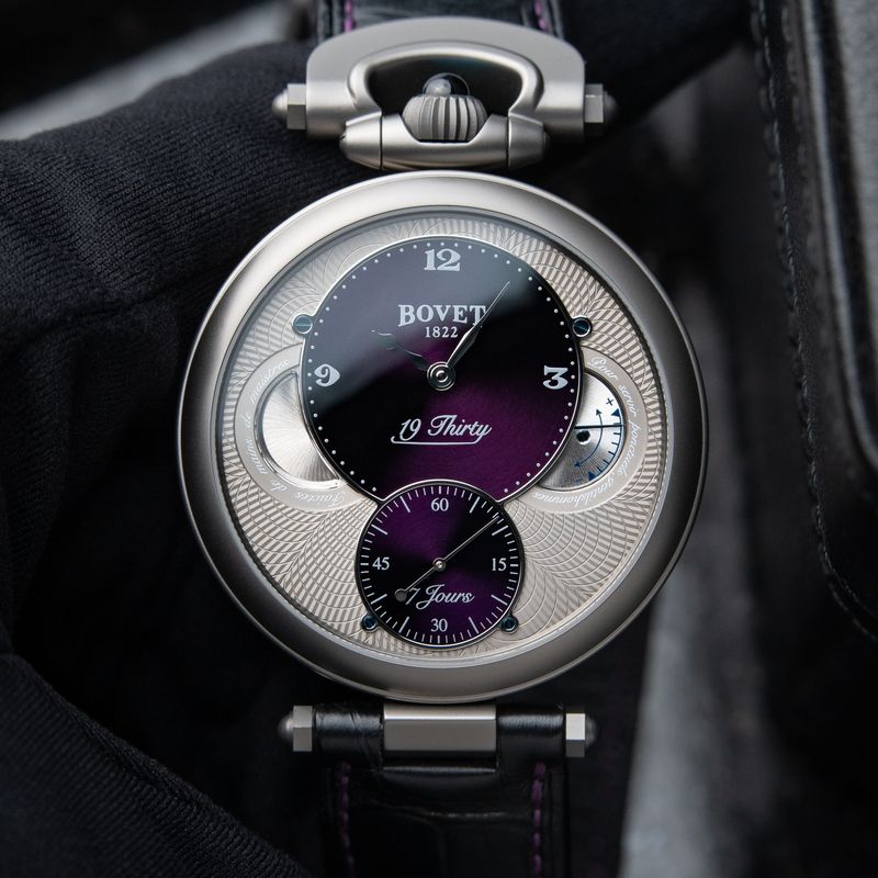 Bovet 19Thirty Fleurier RARE CLEAN Purple Dial Titanium 7 Days 42mm Manual