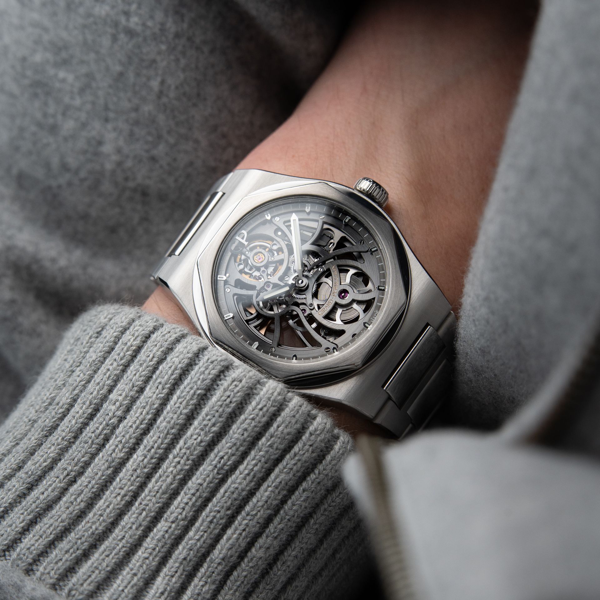Girard Perregaux Laureato Skeleton SERVICED Openworked Steel Bracelet 42mm