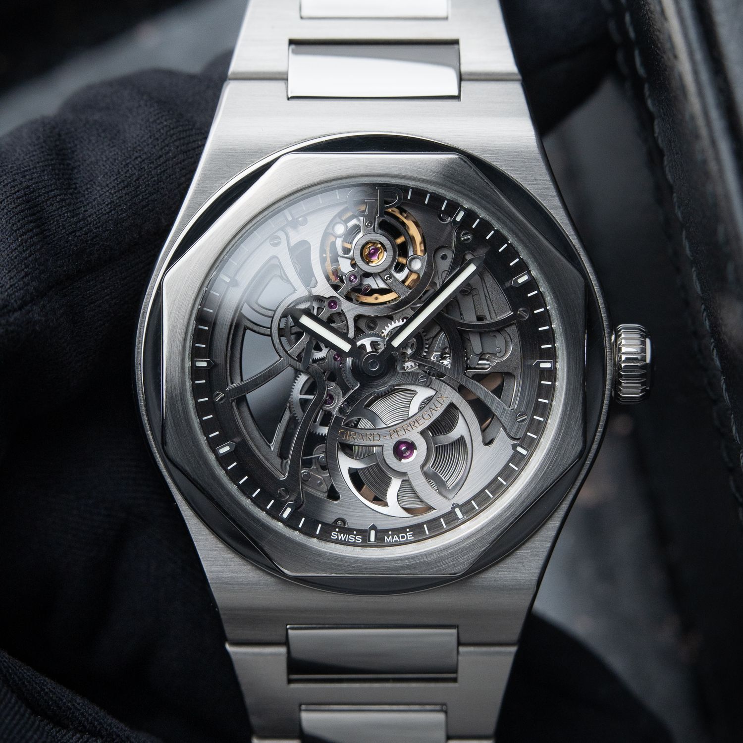 Girard Perregaux Laureato Skeleton SERVICED Openworked Steel Bracelet 42mm