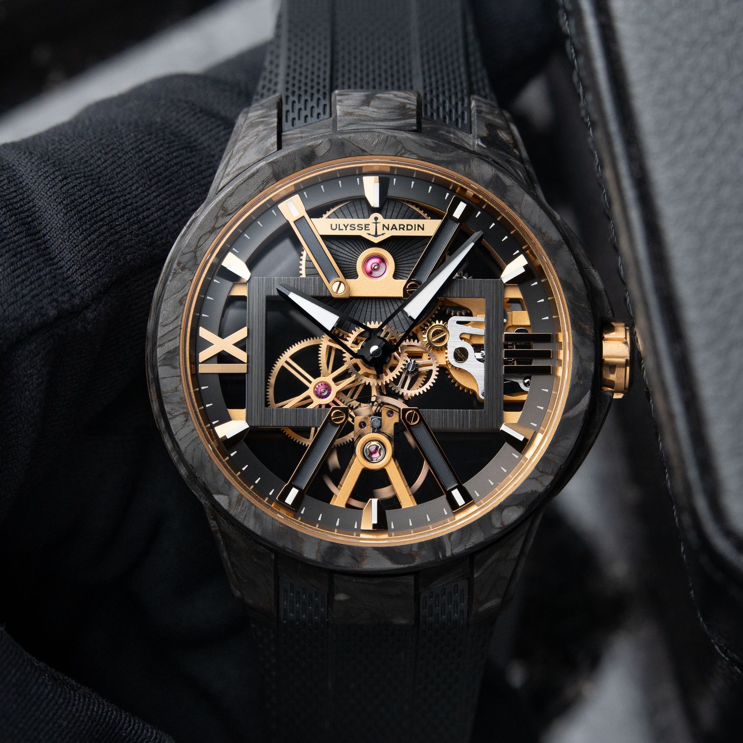 Ulysse Nardin Blast Skeleton X Carbonium Gold 4 Days Rubber Black Papers