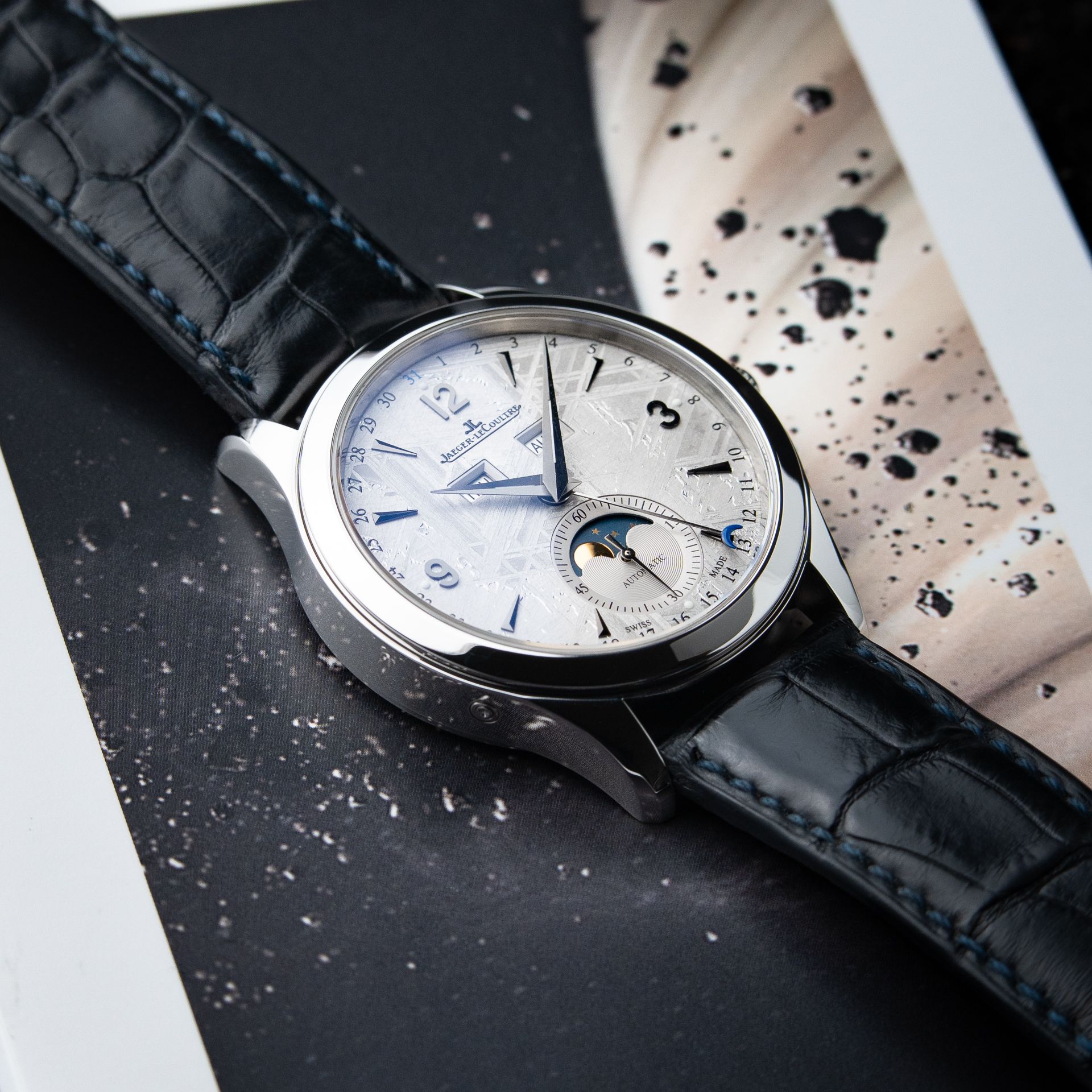 Jaeger-LeCoultre Master Triple Calendar Silver Meteorite Moon Phase Steel
