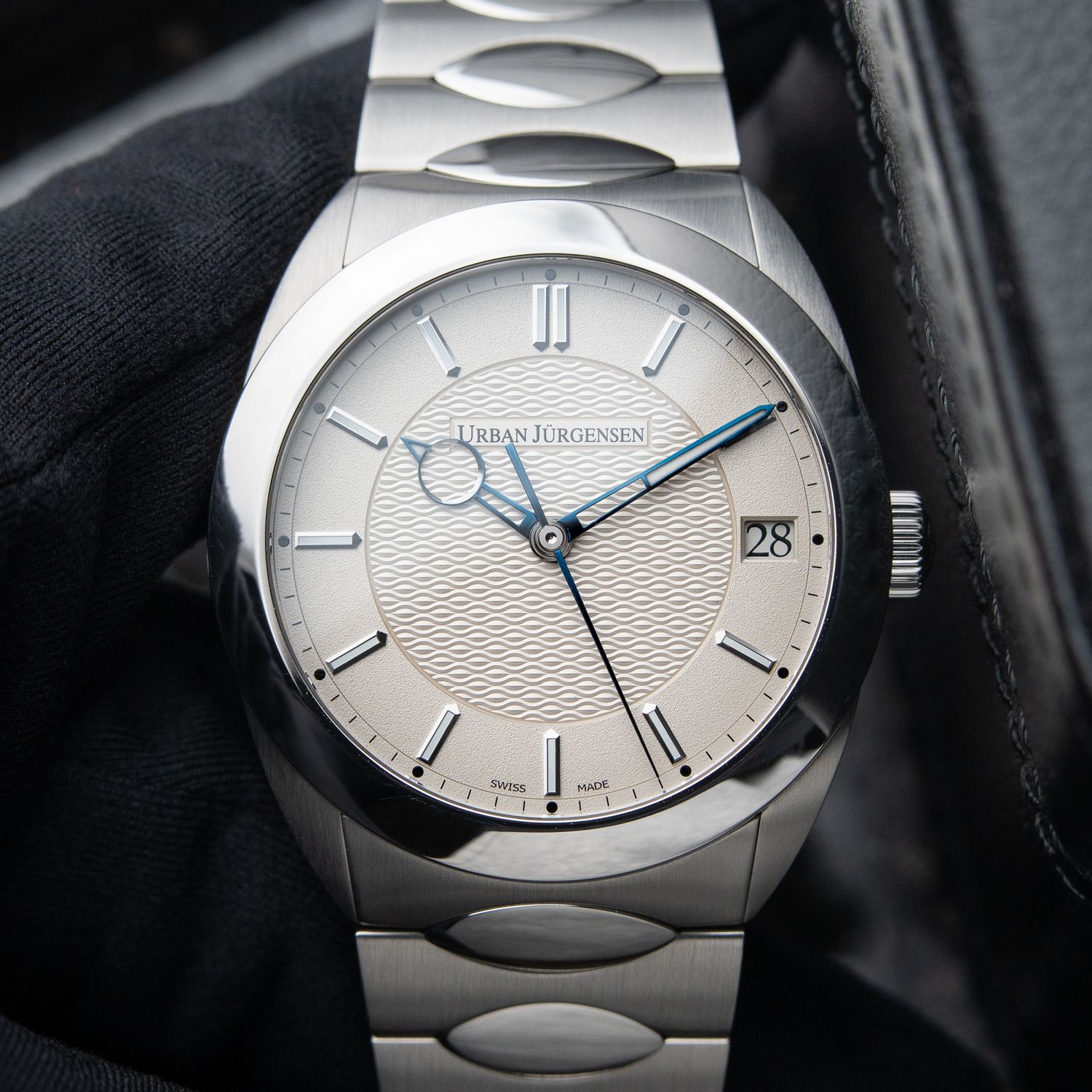 Urban Jürgensen ONE RARE Silver White Guilloché Steel Bracelet Automatic