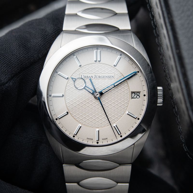 Urban Jürgensen ONE RARE Silver White Guilloché Steel Bracelet Automatic