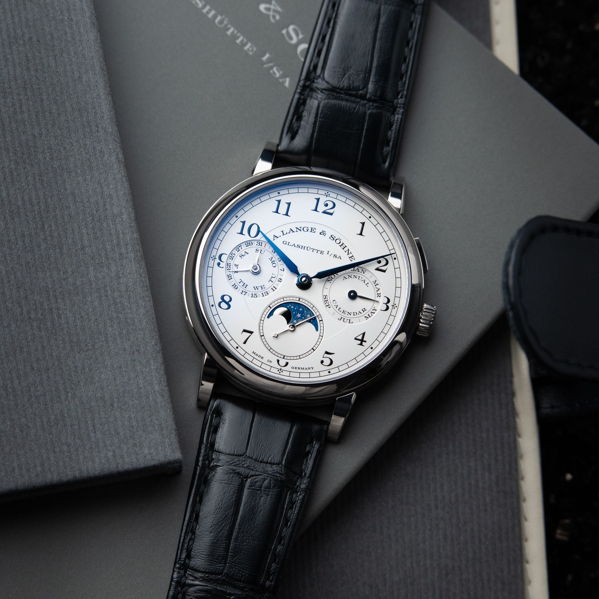 A. Lange & Söhne 1815 Annual Calendar SERVICED White Gold Silver Sohne 40